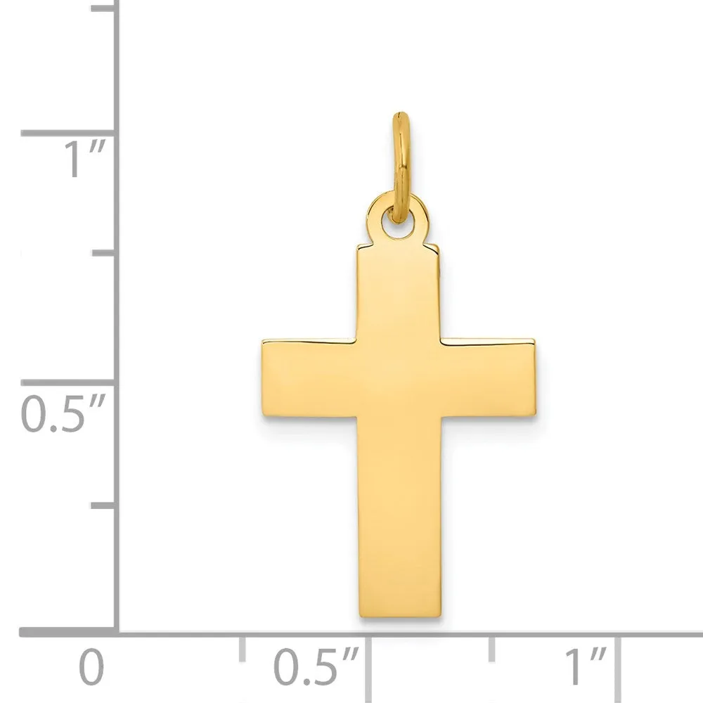 14K Real Yellow Gold High Polished Cross Pendant Charm, 29x15mm