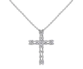 18k White Gold Diamond Cross Pendant Chain