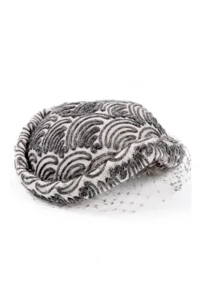 1950s Chanda Grey Yarn Soutache Cocktail Hat