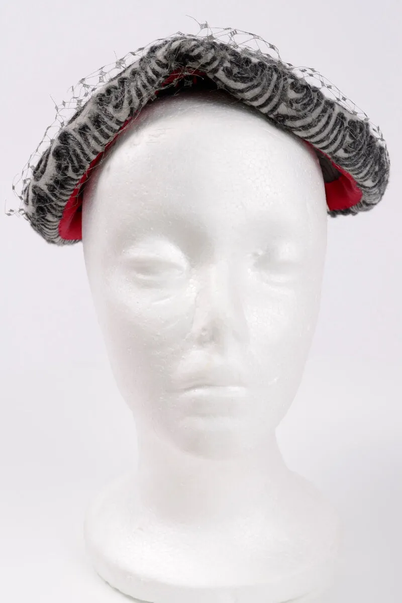 1950s Chanda Grey Yarn Soutache Cocktail Hat