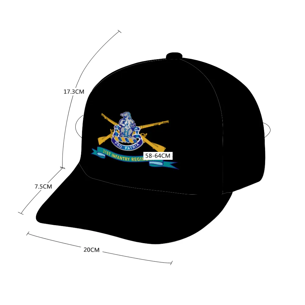 31st Infantry Regiment with Infantry Branch and Ribbon - All Over Print Unisex Adjustable Curved Bill Baseball Hat