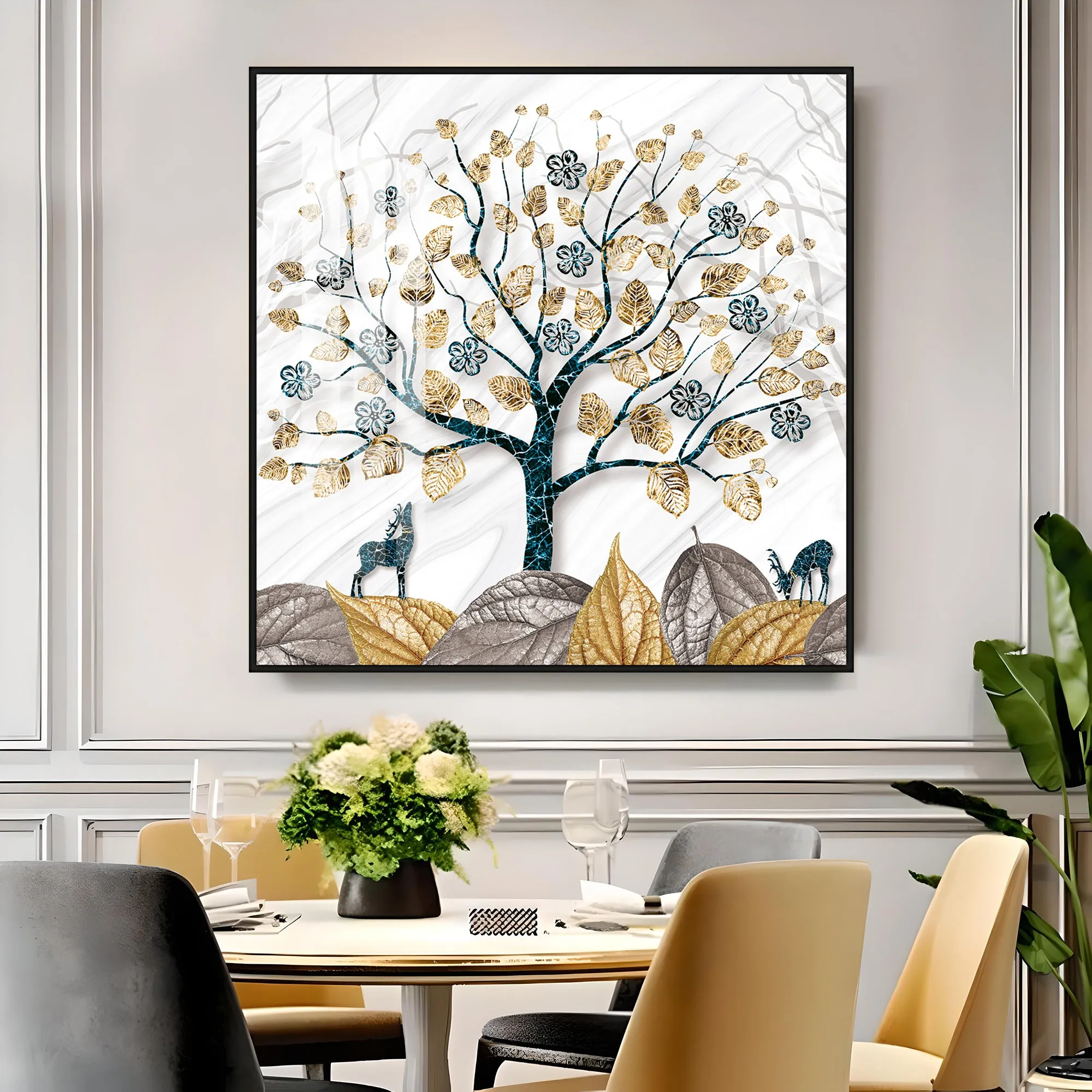 Aesthetic Tree Luxury Crystal Square Wall Art