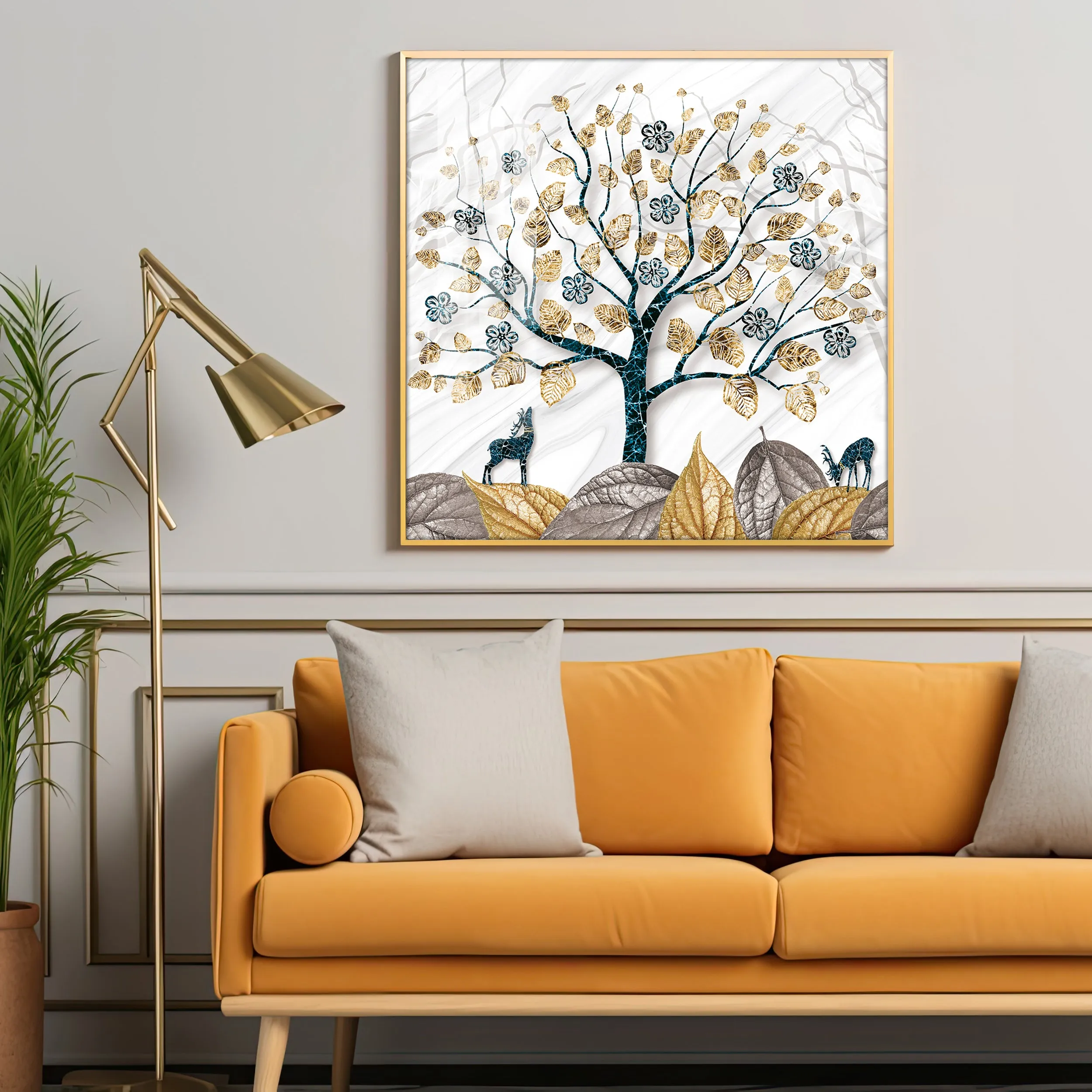 Aesthetic Tree Luxury Crystal Square Wall Art