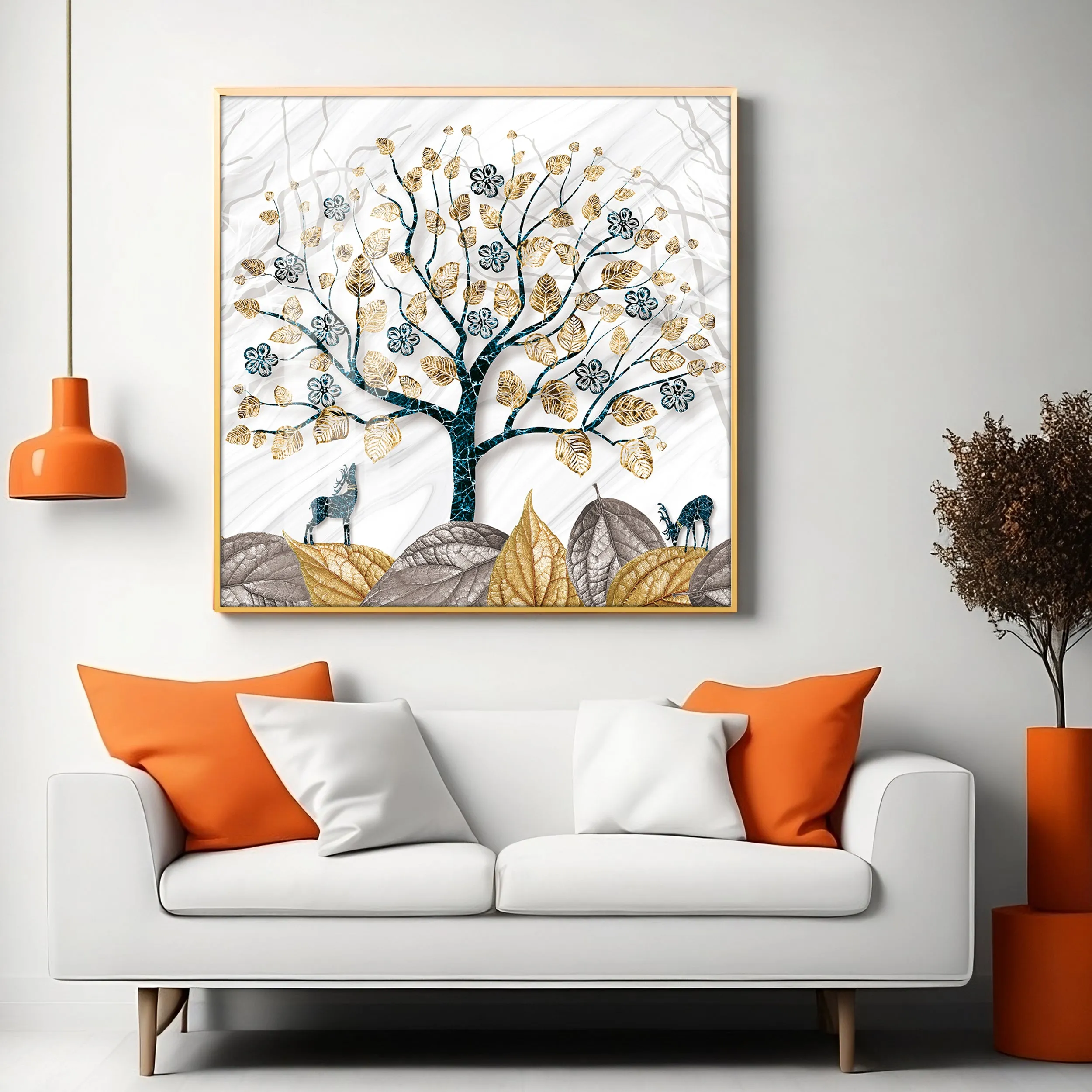 Aesthetic Tree Luxury Crystal Square Wall Art