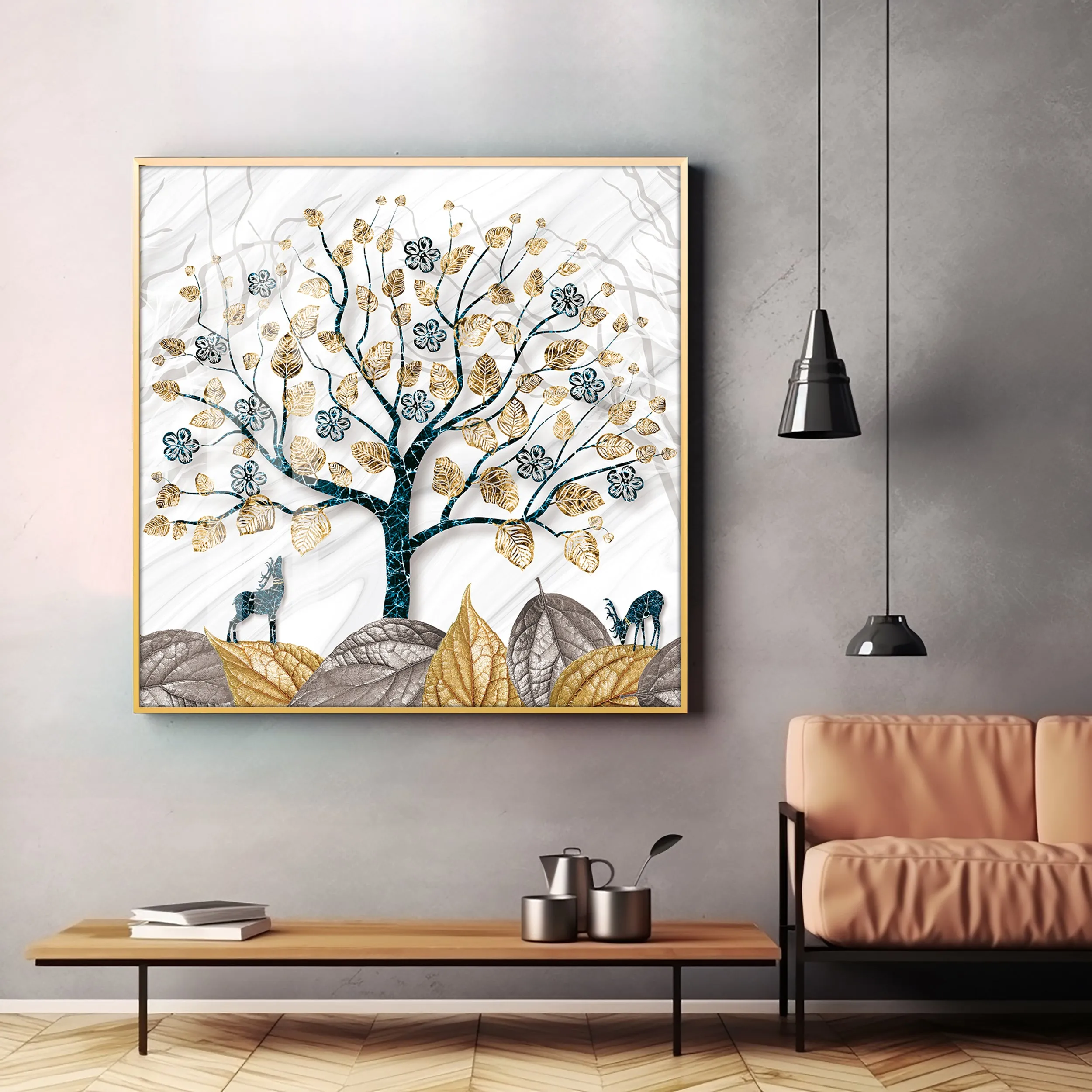 Aesthetic Tree Luxury Crystal Square Wall Art