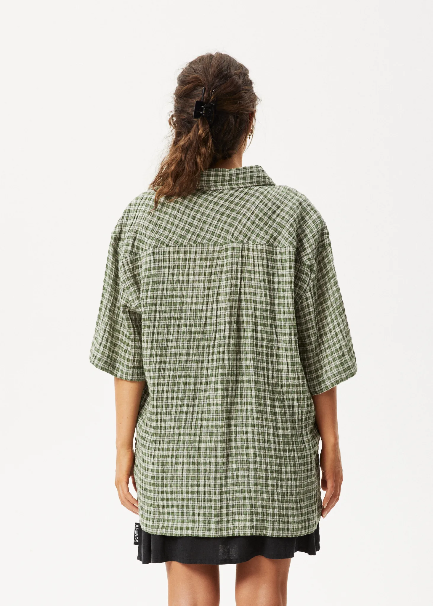 AFENDS Mens Base - Short Sleeve Shirt - Deep Green Check