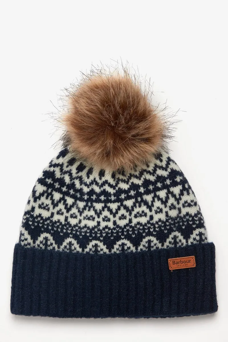 ALPINE FAIR ISLE POM BEANIE NAVY