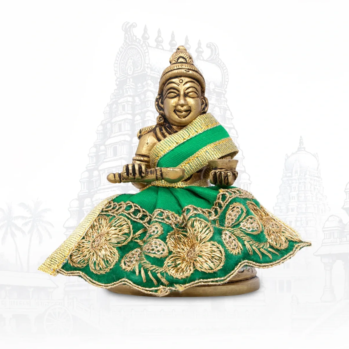 Amman Pavadai - 2 Inches | Mata Dress/ Devi Vastra/ Golden Border Mata Poshak for Deity/ Assorted Colour