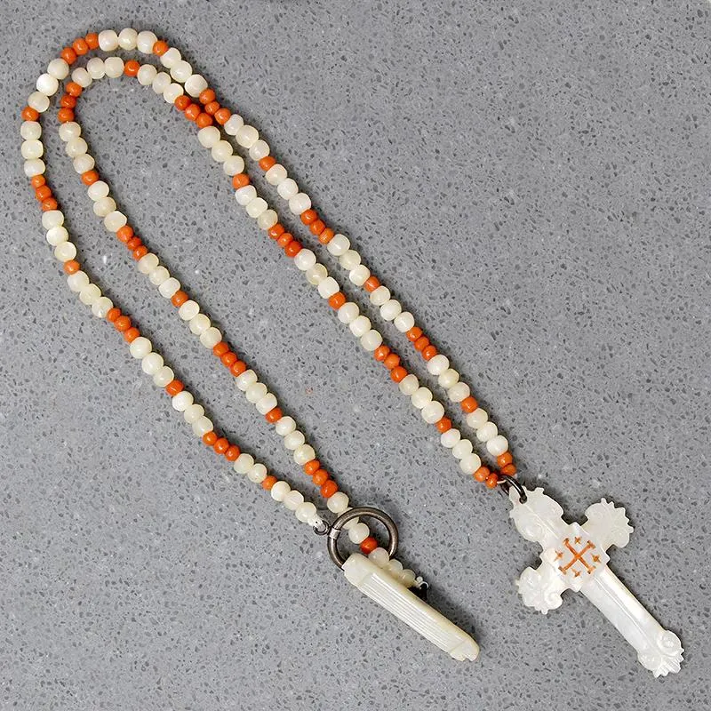 Antique Mother of Pearl Cross Necklace by Ancient Influences