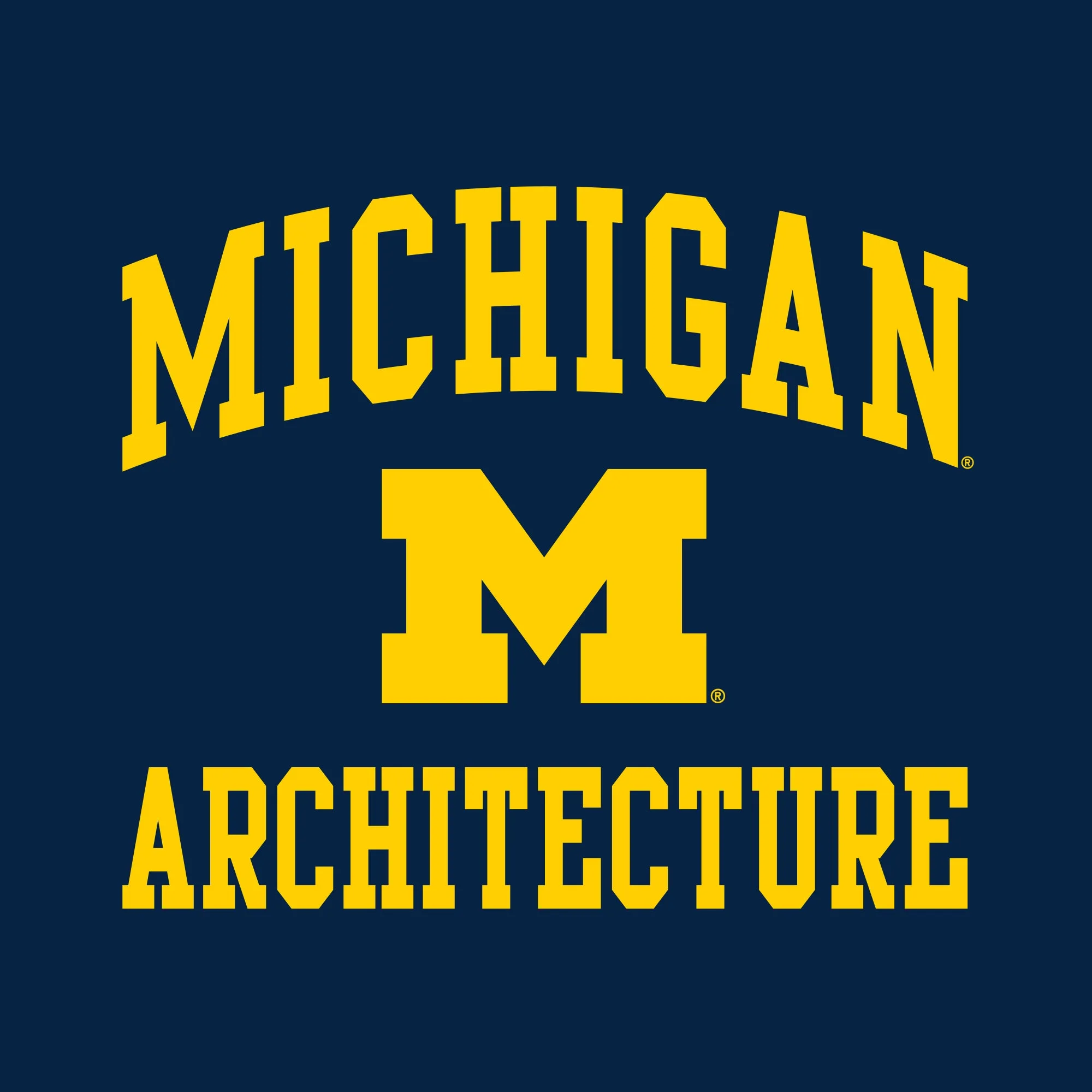 Arch Logo Architecture University of Michigan Basic Cotton Short Sleeve  T-Shirt - Navy