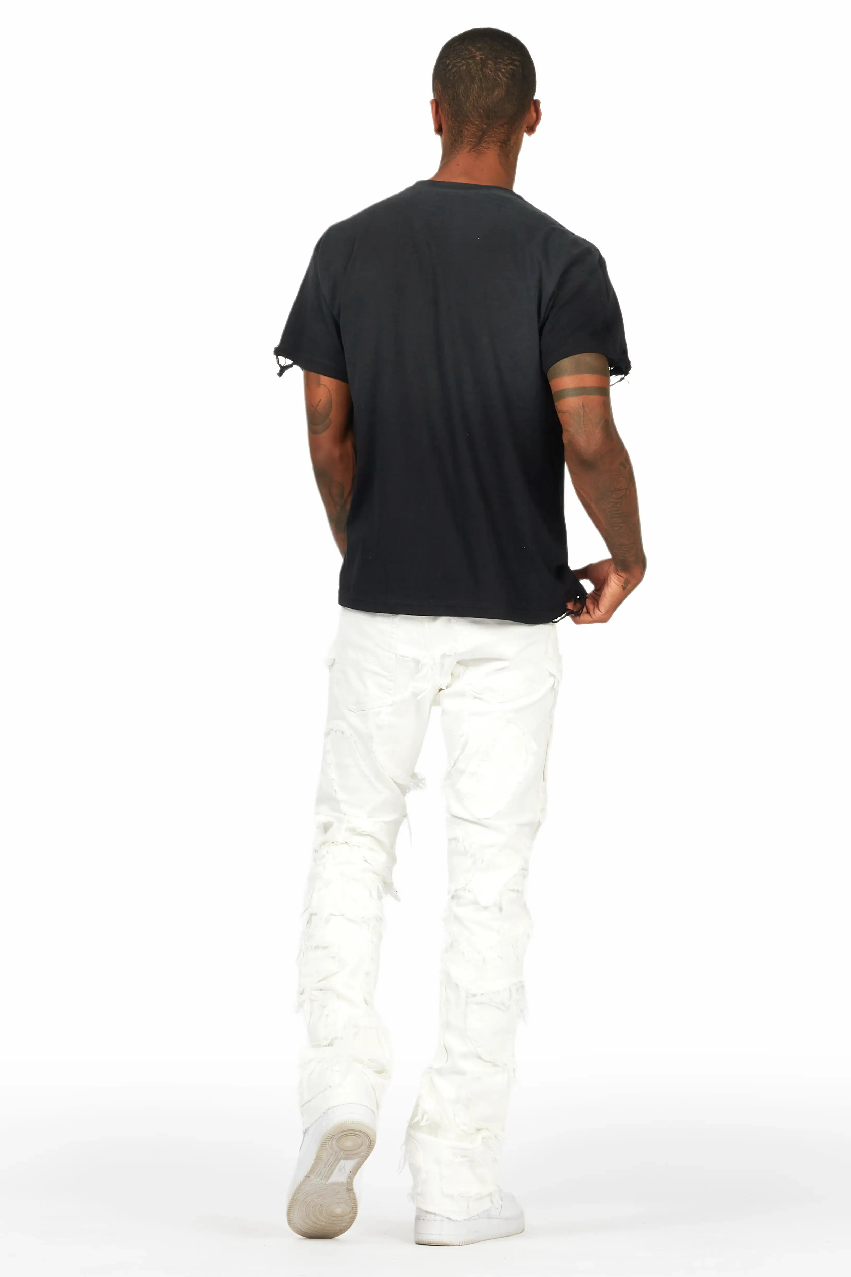 Arturo White Stacked Flare Jeans