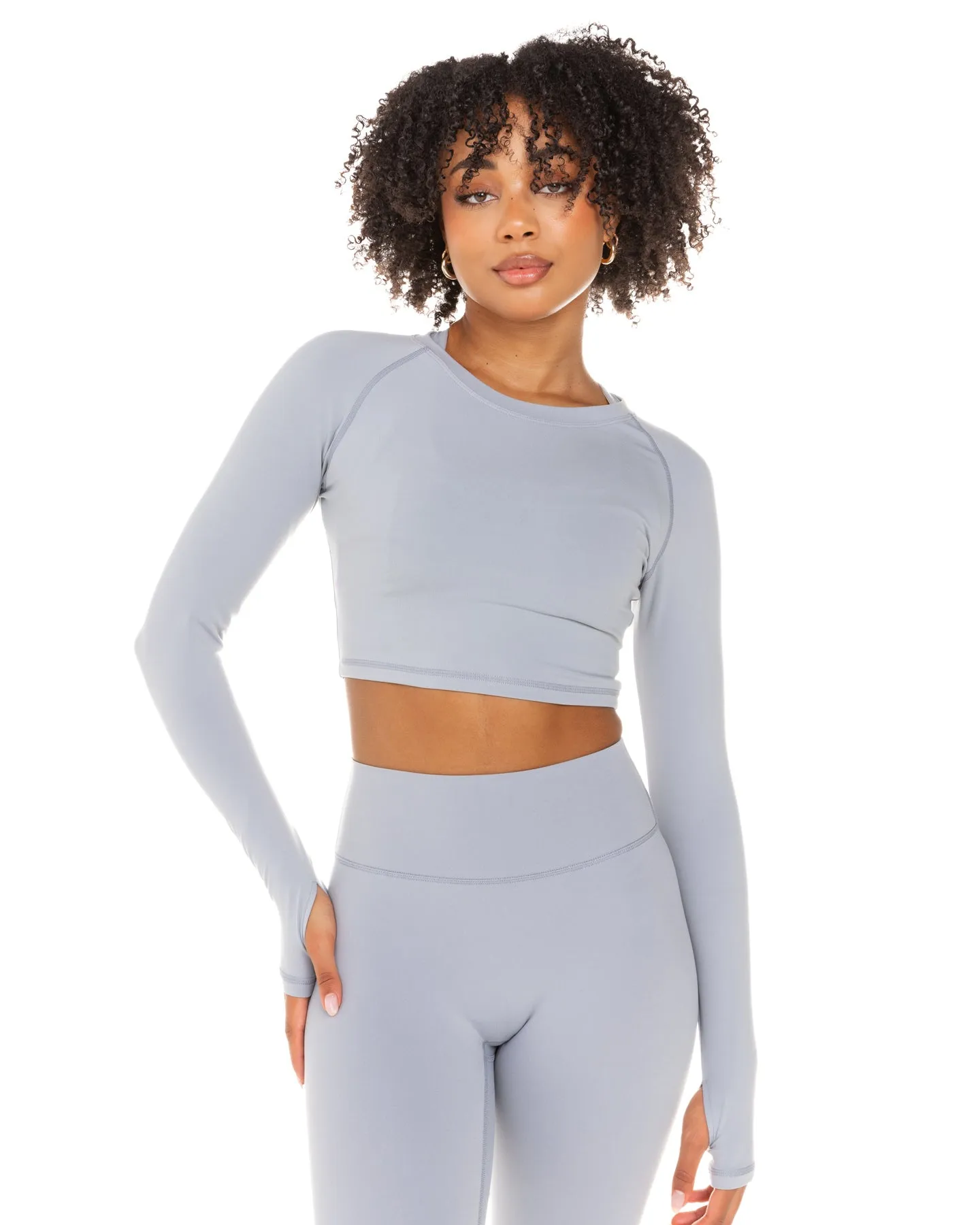 Aura Crop Long Sleeve - Steel Grey