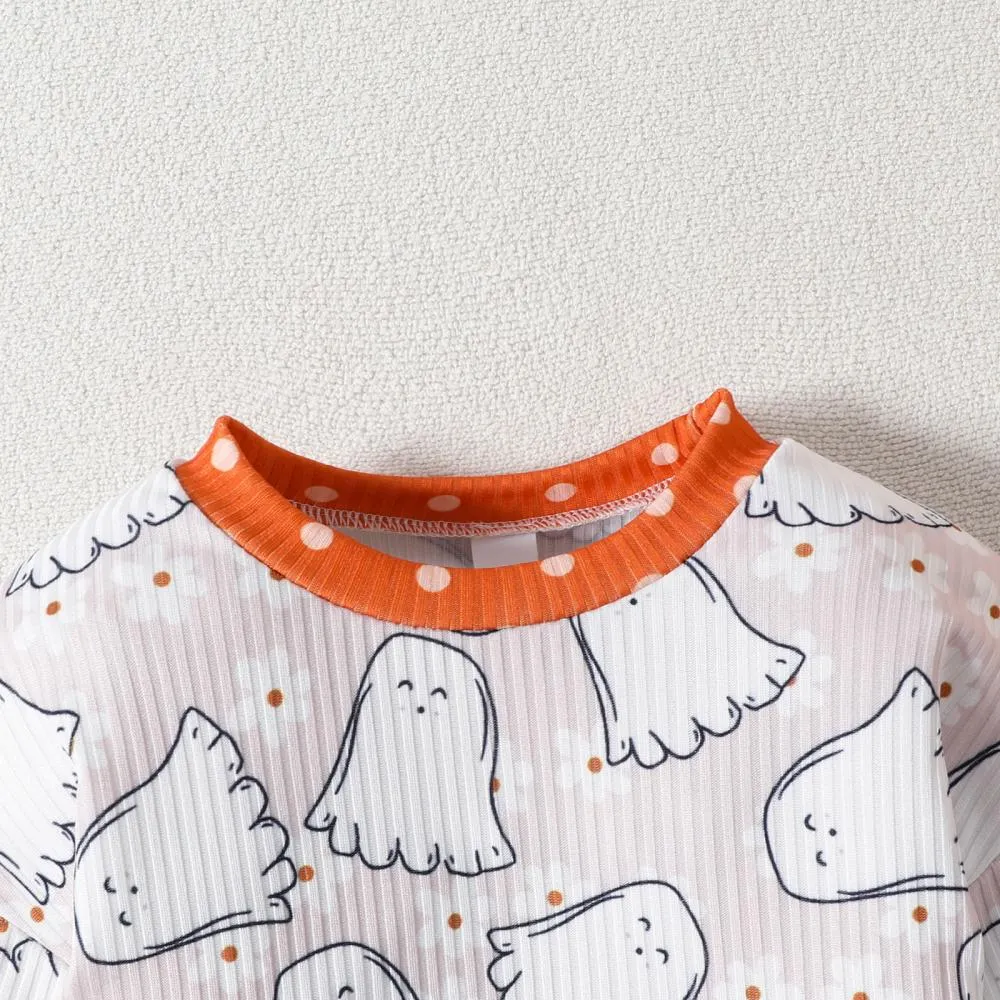 Baby Halloween Ghost Print Long Sleeve Jumpsuit Baby Wholesale Clothes