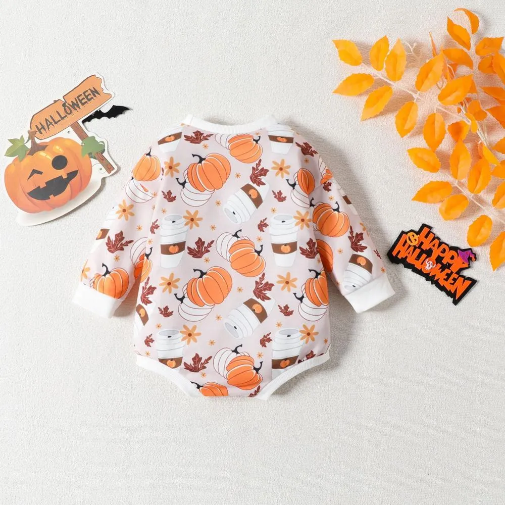 Baby Halloween Ghost Print Long Sleeve Jumpsuit Baby Wholesale Clothes