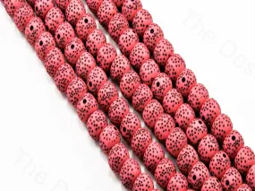 Baby Pink Spherical Plastic Printed Beads