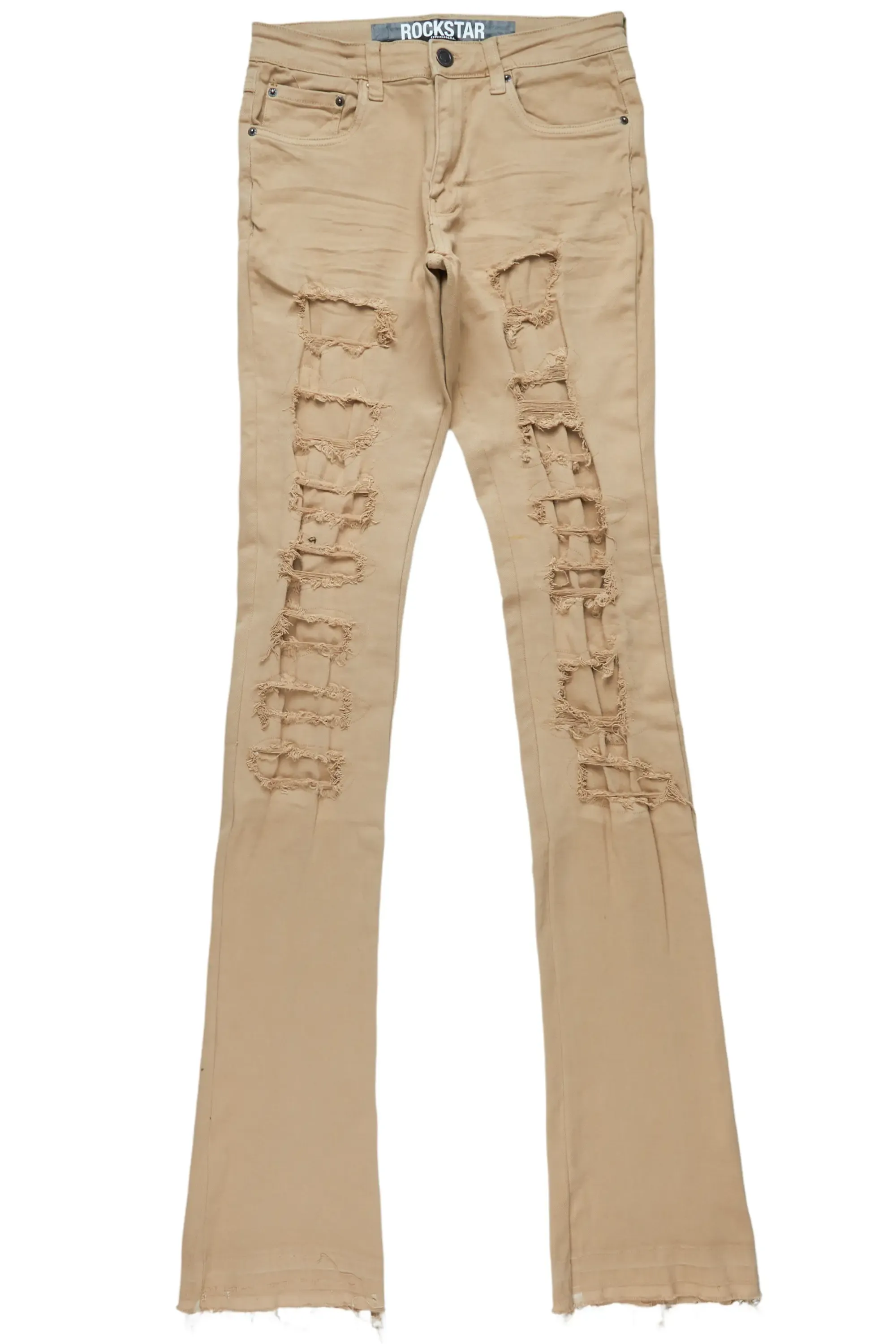 Badal Khaki Super Stacked Flare Jean