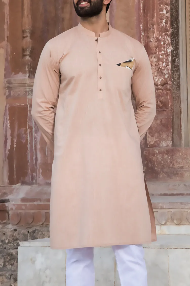 Beige Cotton Kurta - AL-K-780