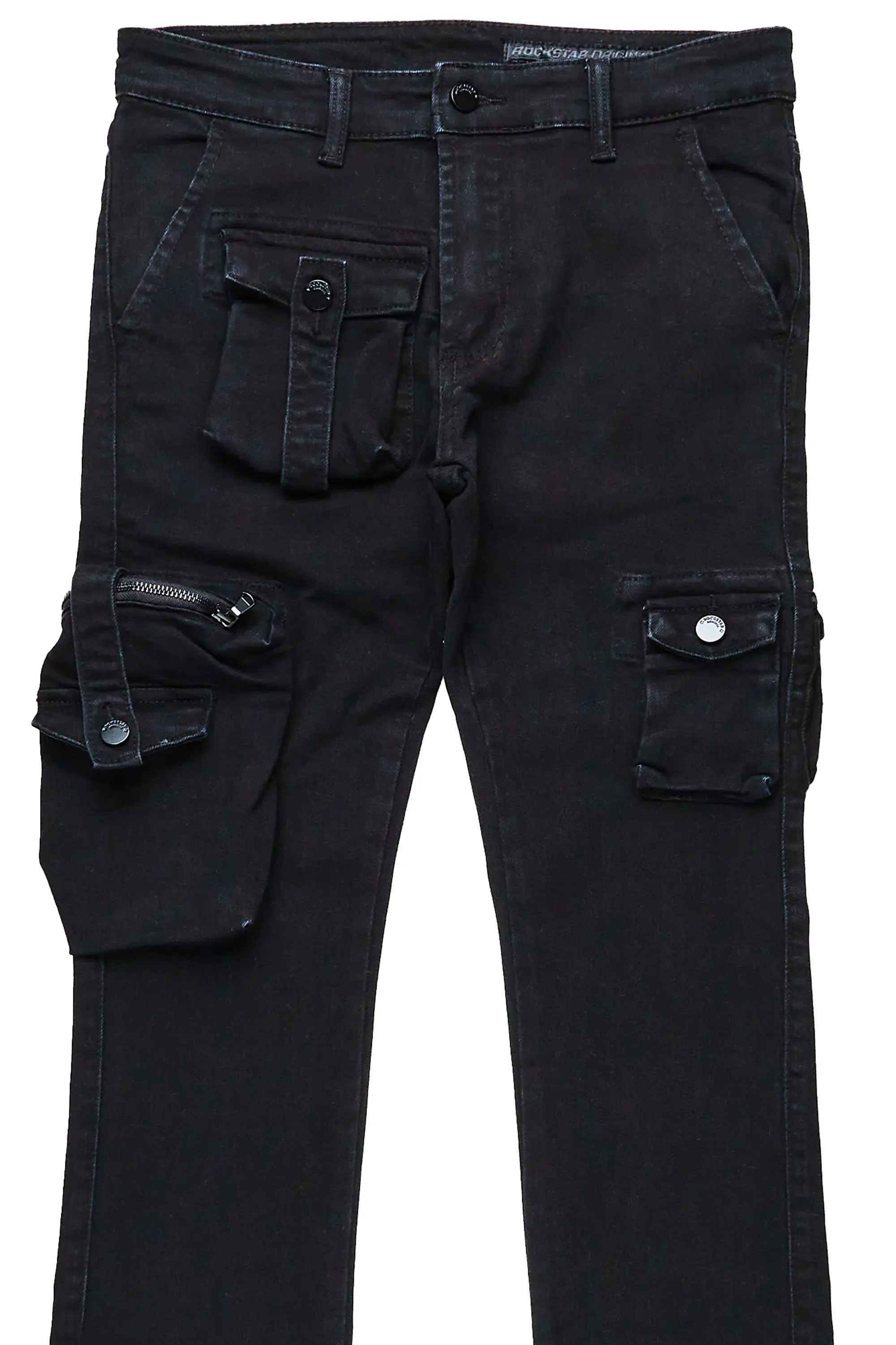 Benti Black Stacked Flare Jean