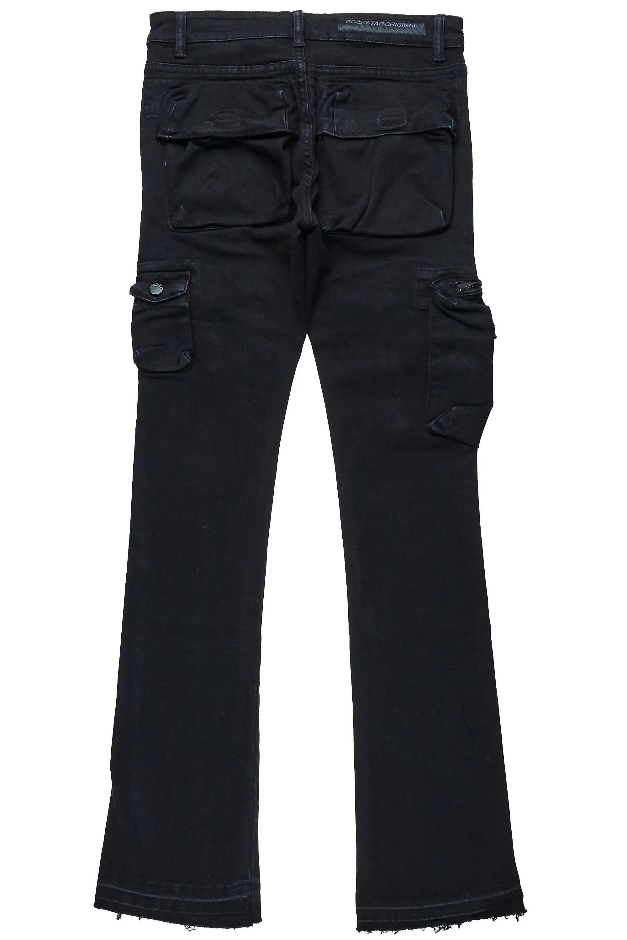 Benti Black Stacked Flare Jean