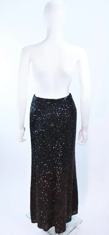 BILL BLASS Black and Brown Sequin Ombre Skirt Size 6