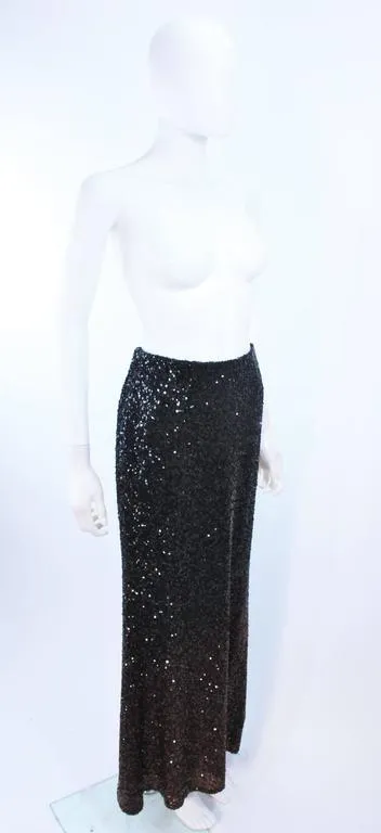 BILL BLASS Black and Brown Sequin Ombre Skirt Size 6