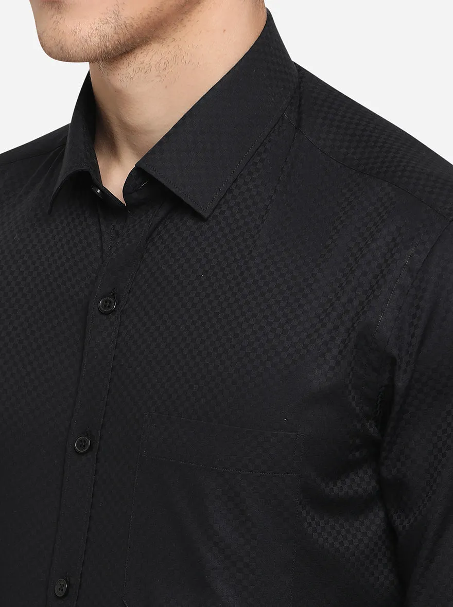 Black Dobby Slim Fit Formal Shirt | JadeBlue