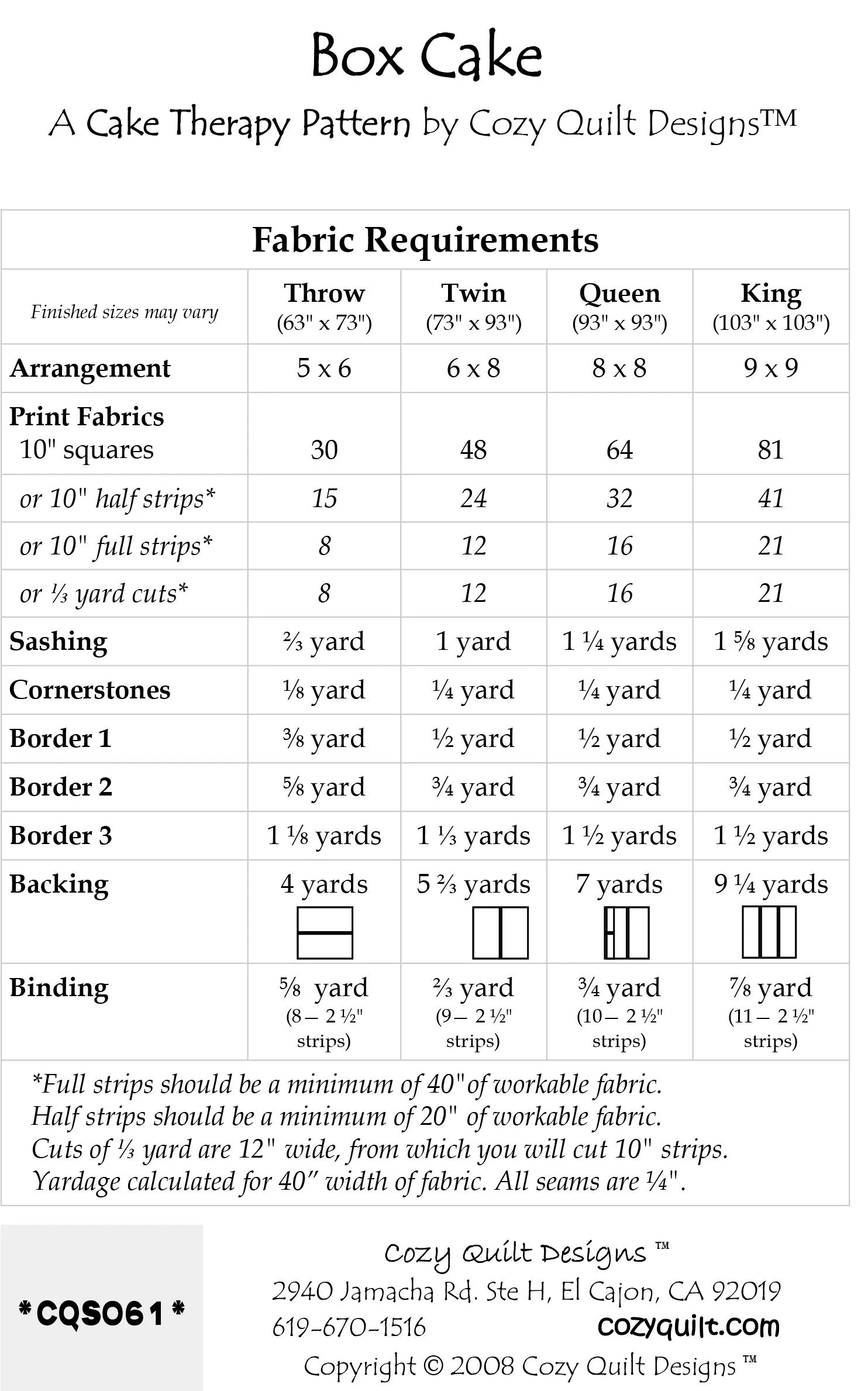 BOX CAKE - Cozy Quilt Designs Pattern DIGITAL DOWNLOAD