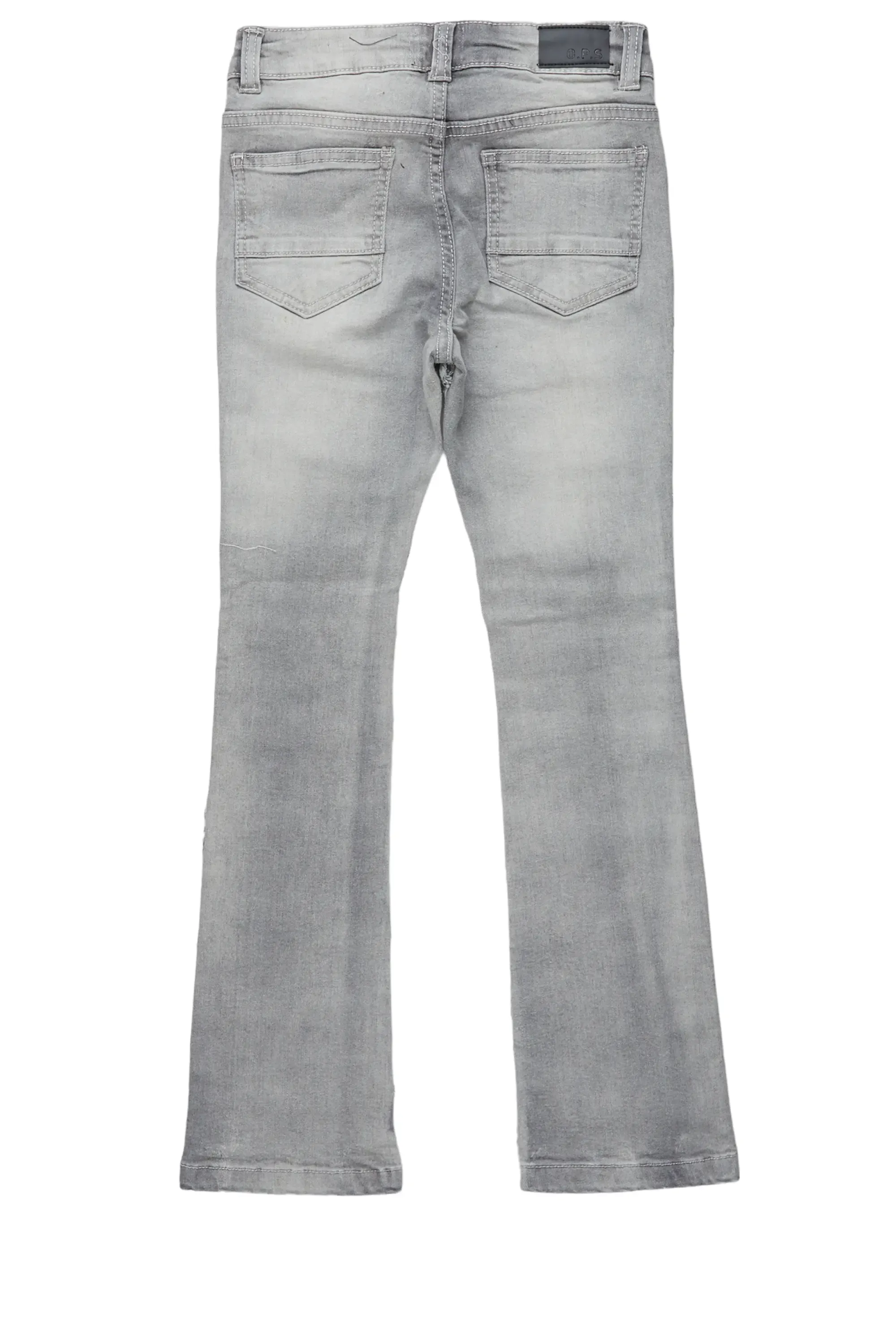 Boys Cullen Light Grey Frayed Stacked Flare Jean