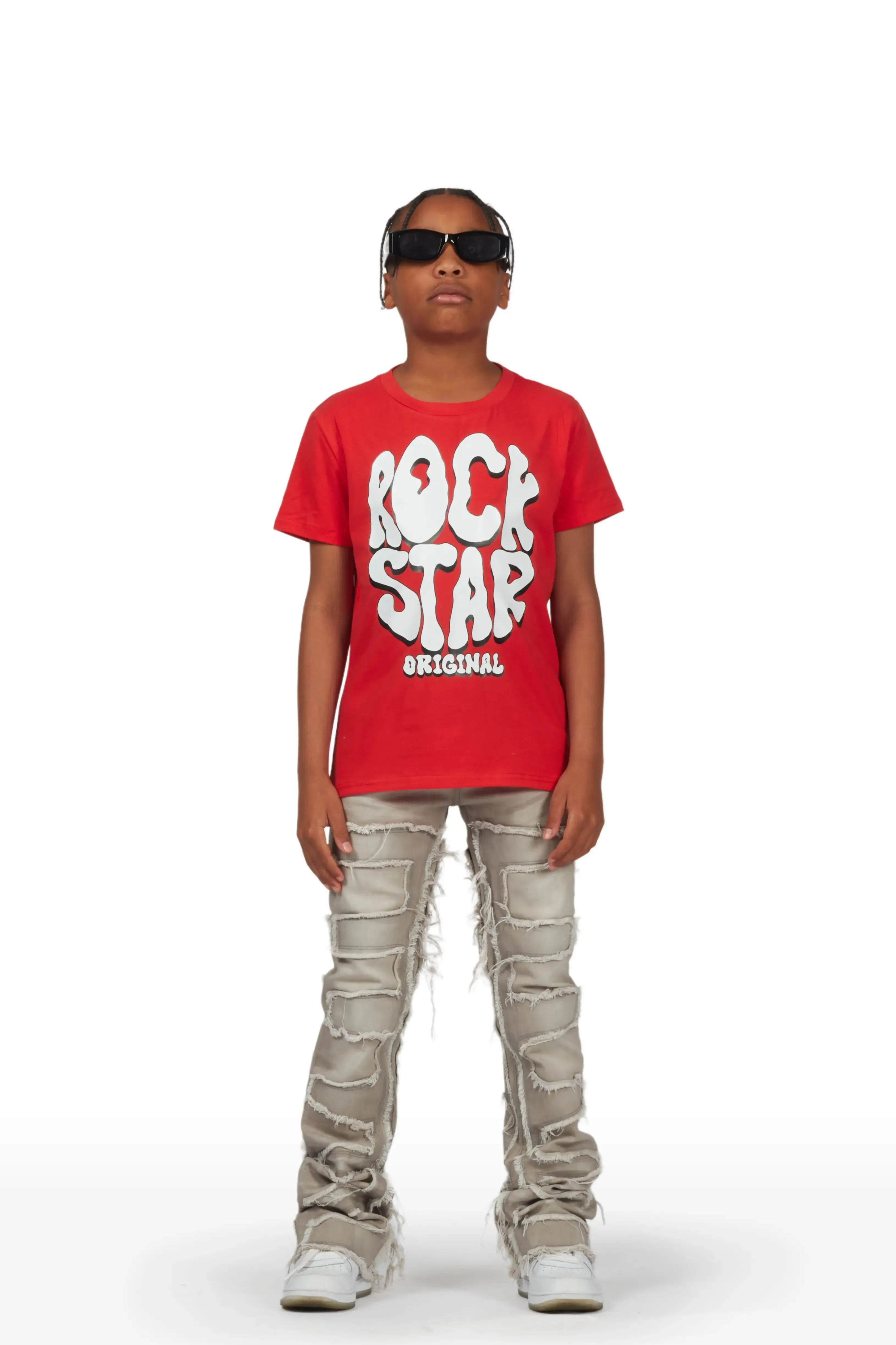 Boys Hallie Grey Super Stacked Flare Jean