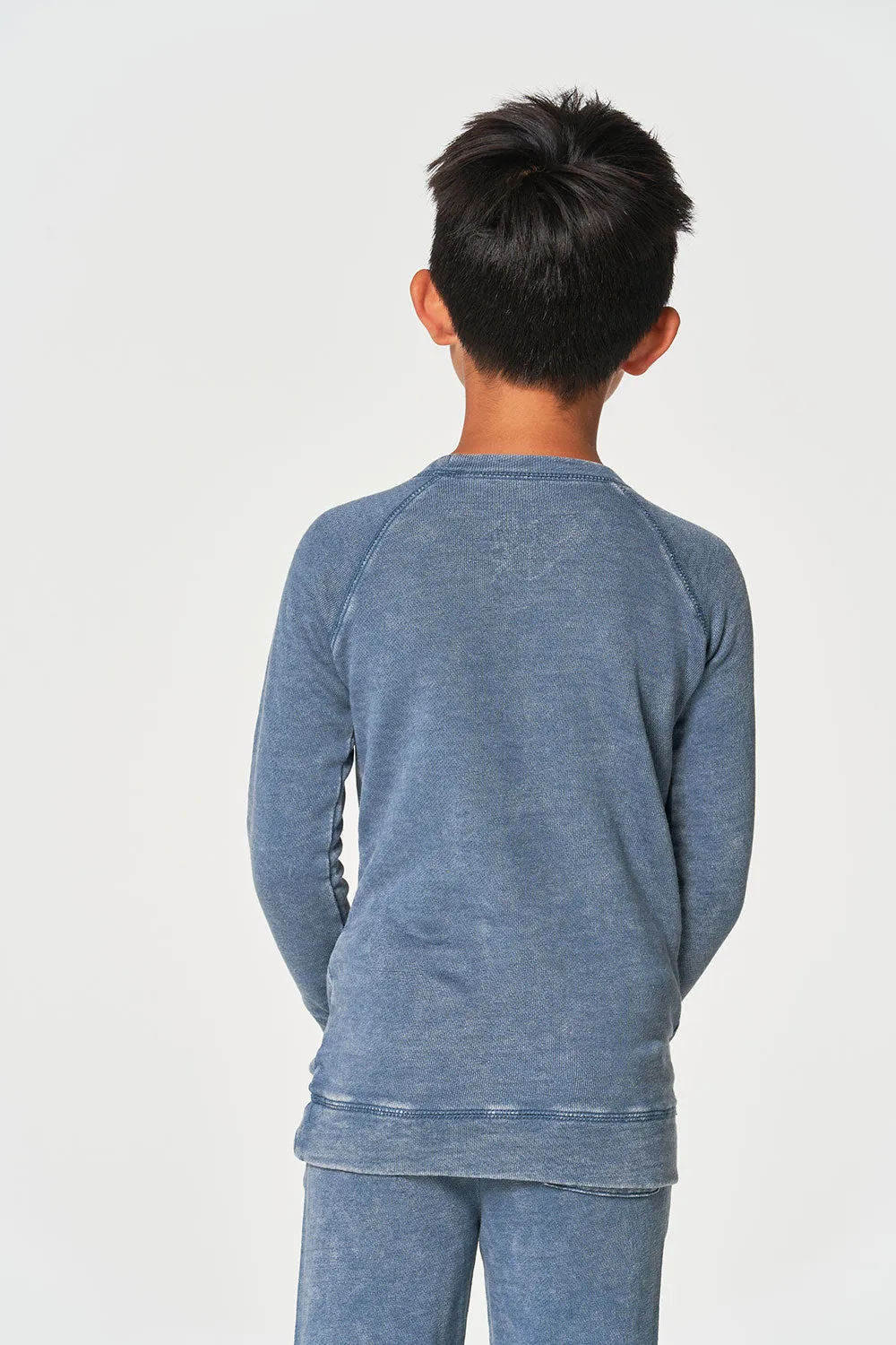 Boys Linen French Terry Long Sleeve Kanga Pocket Pullover