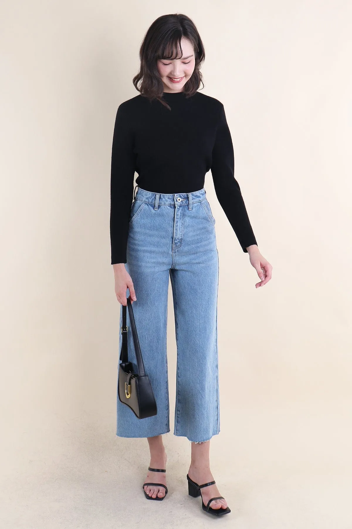 BREN HIGH NECK KNIT TOP IN BLACK