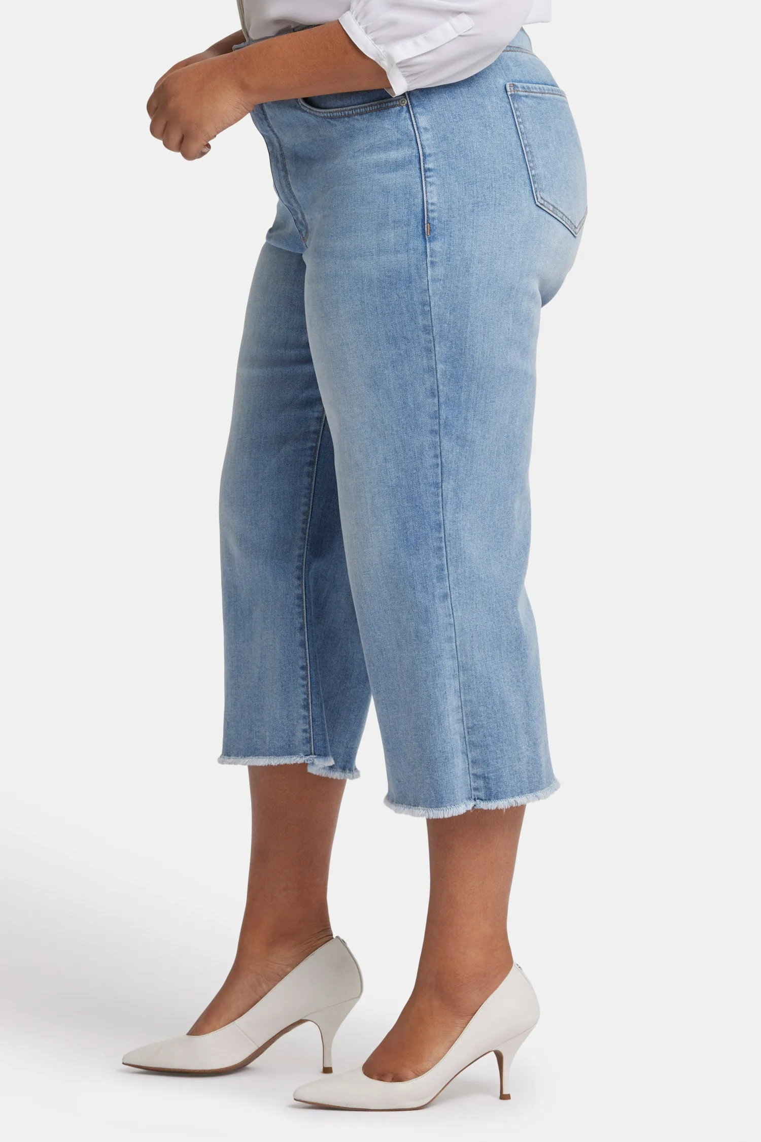 Brigitte Wide Leg Capri Jeans In Plus Size - Corfu