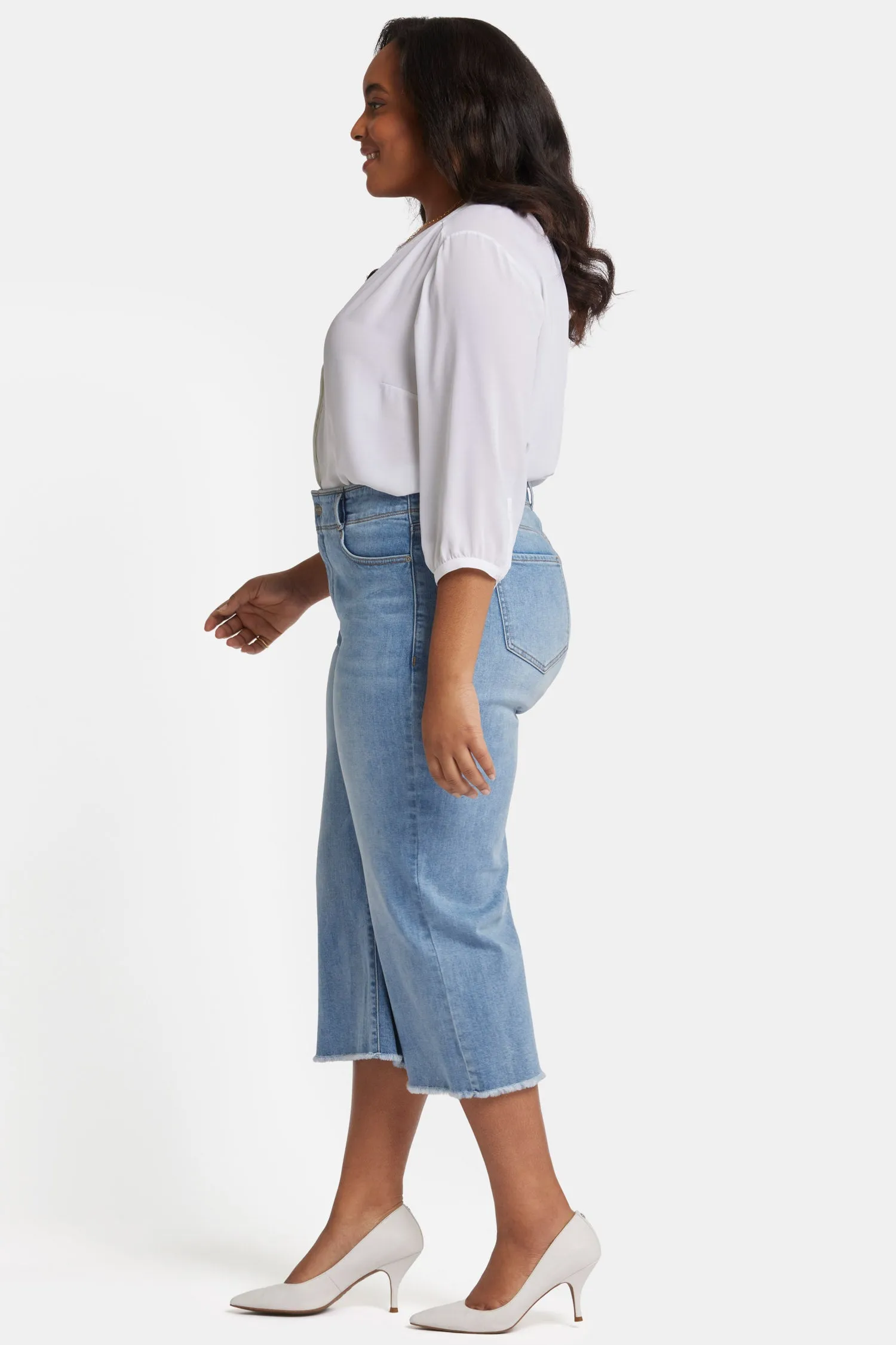 Brigitte Wide Leg Capri Jeans In Plus Size - Corfu