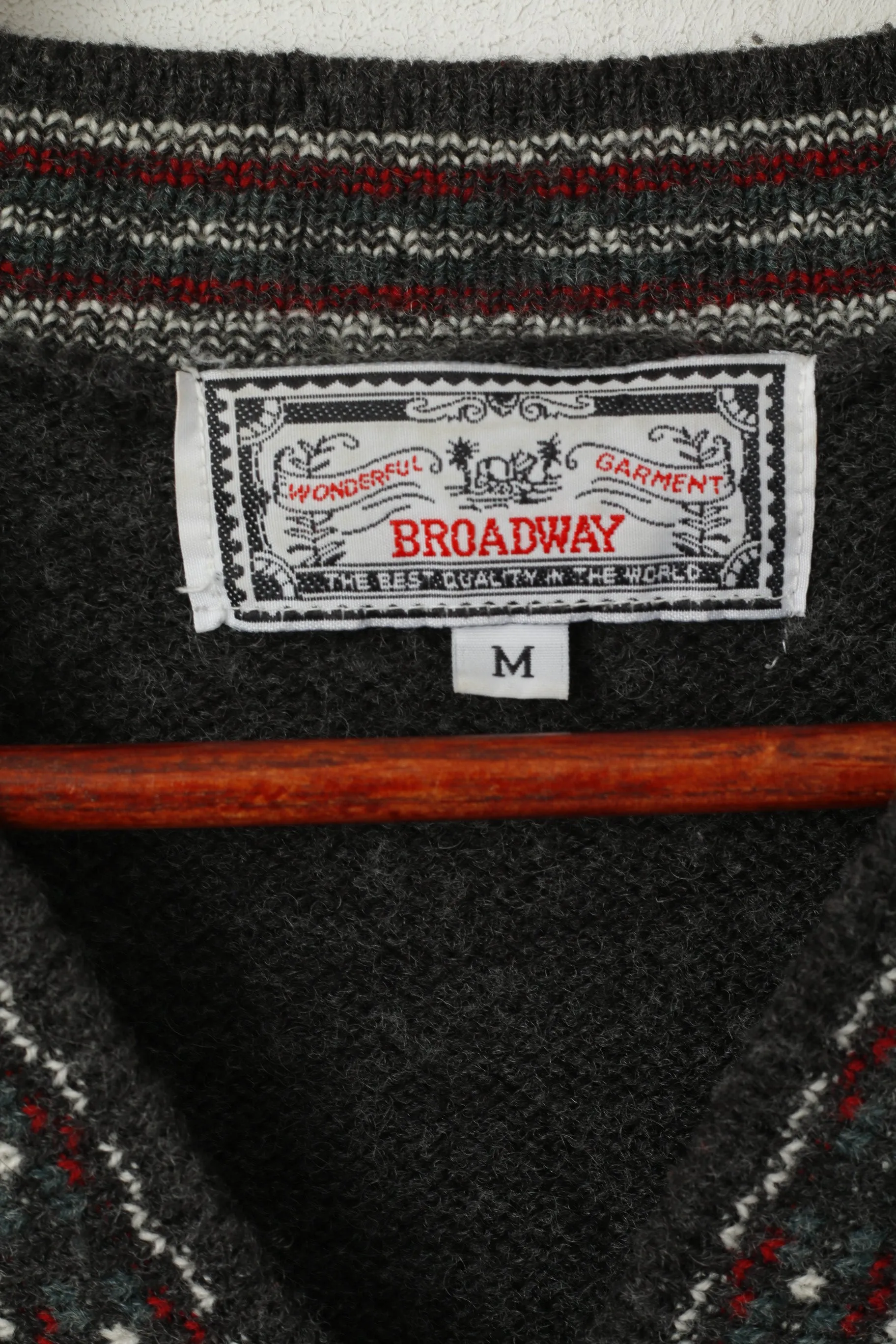 Broadway Men M Jumper Gray Wool Nordic Design Tyrol Vintage Sweater