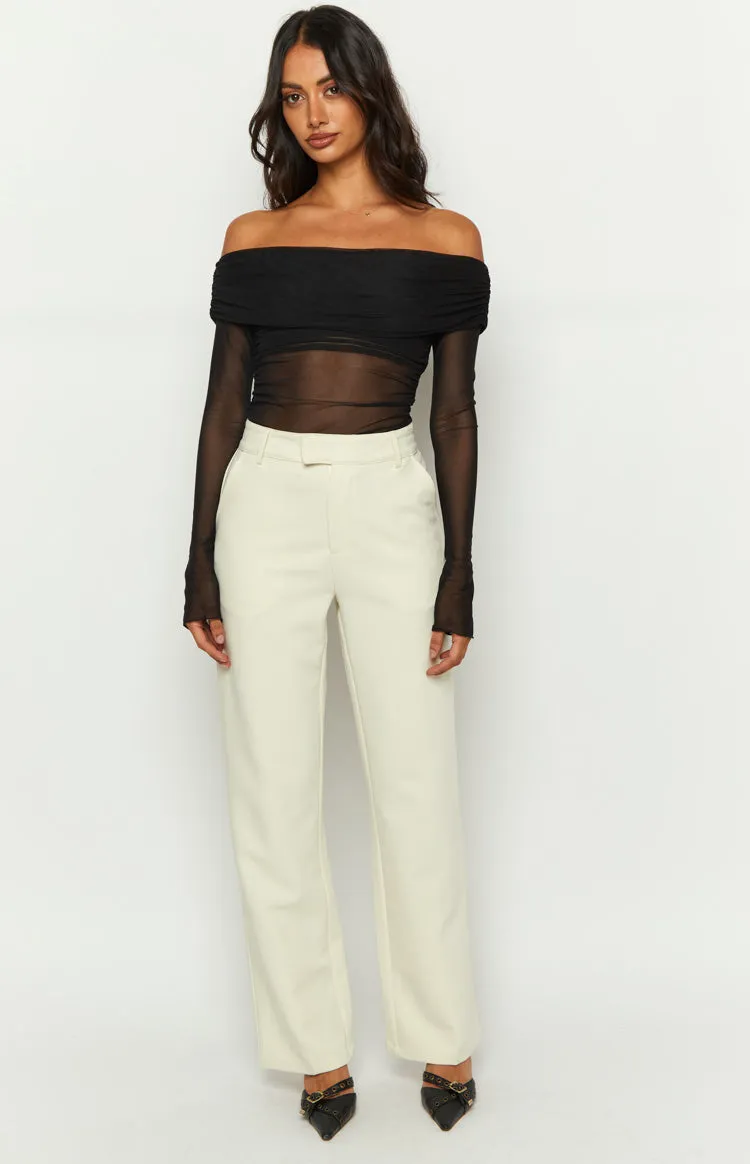 Cabo Cream Straight Leg High Waisted Tailored Pant