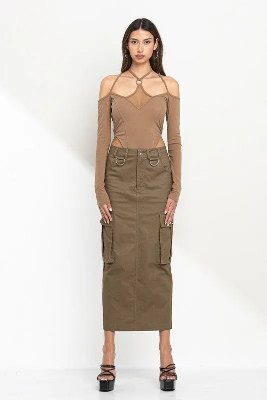 Cargo Midi Slim Skirt