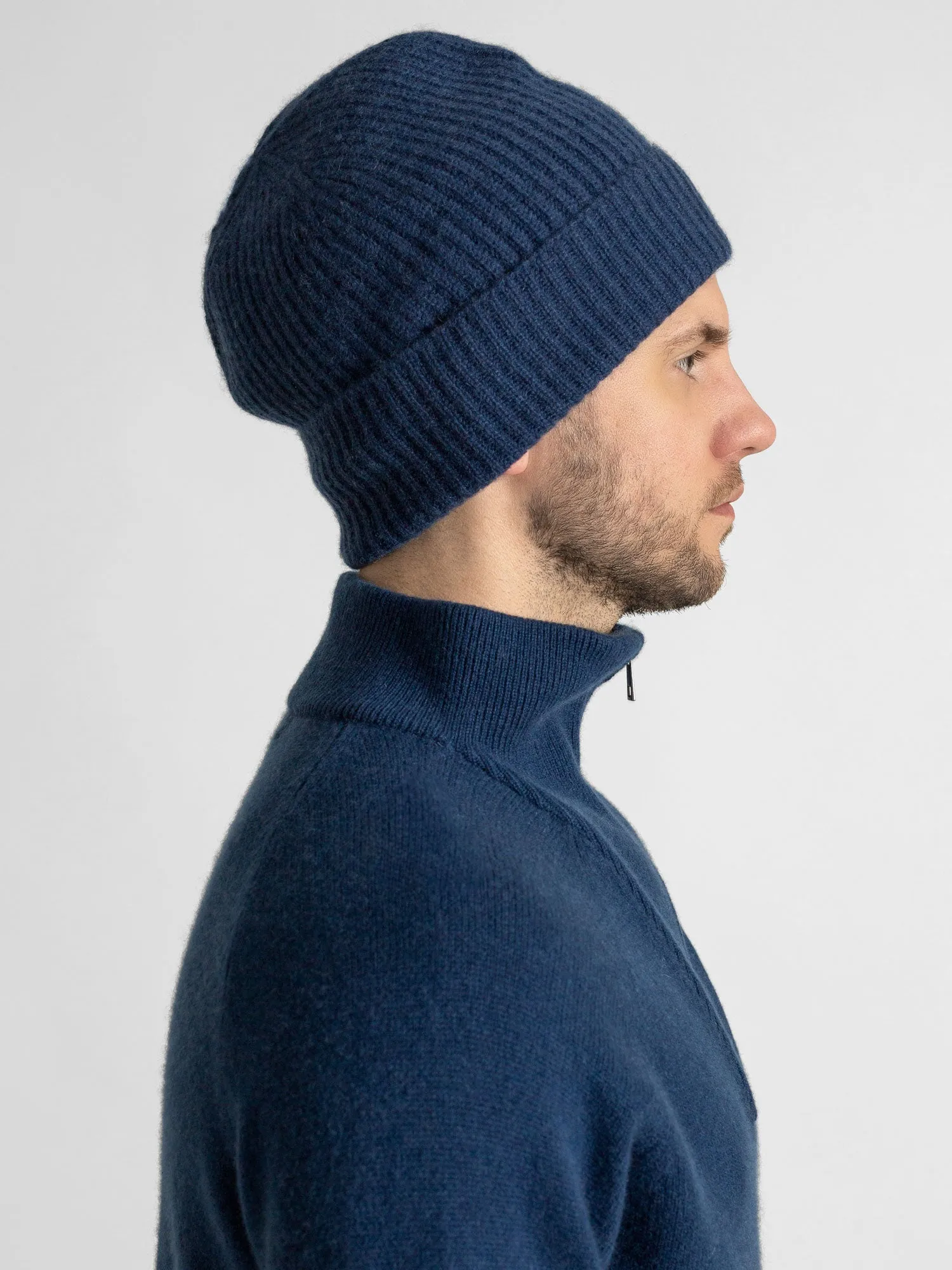 Cashmere beanie men "Ask" - mountain blue