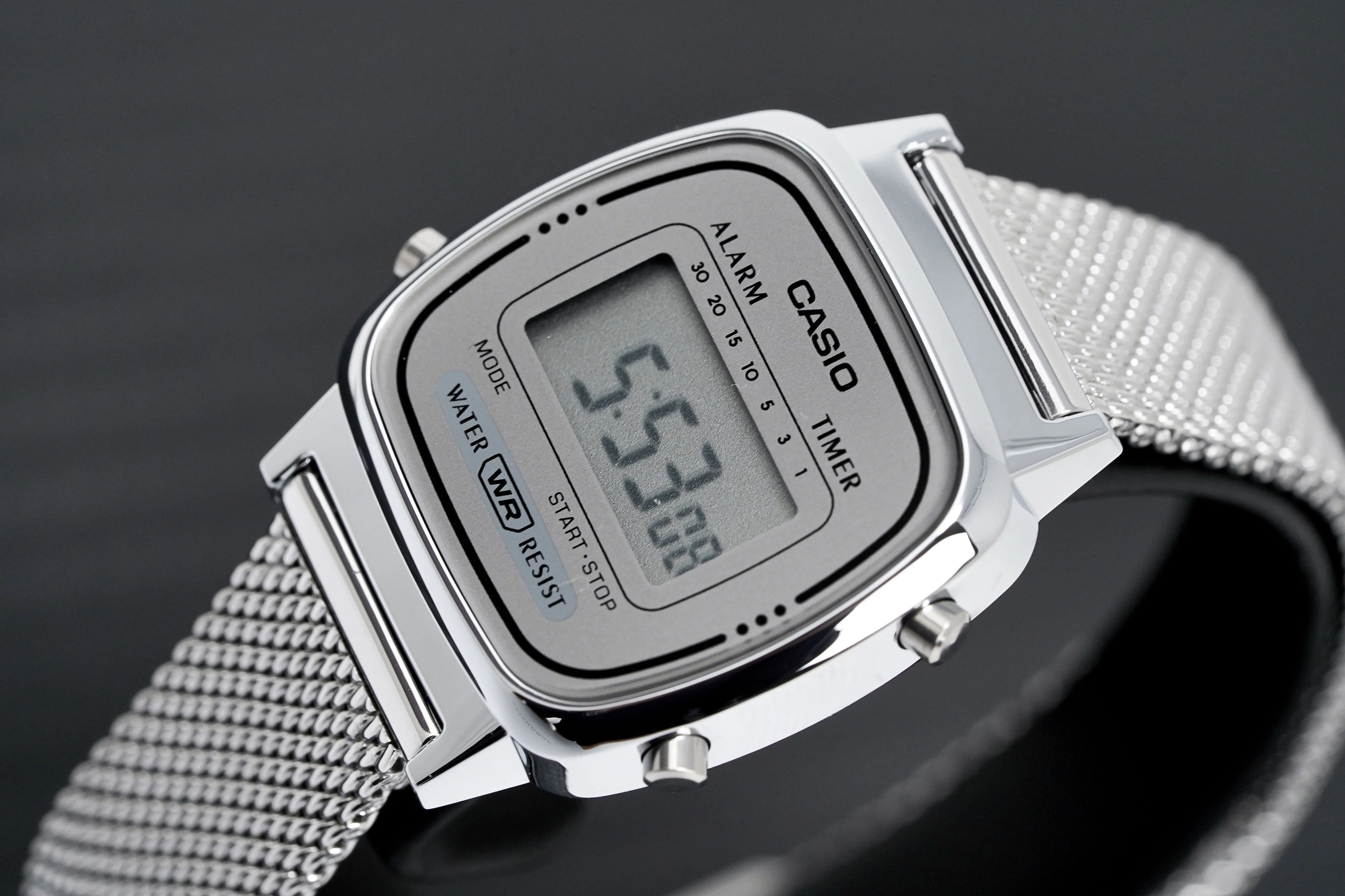 Casio Ladies Watch Digital Vintage Classic Milanese Silver LA670WEM-7DF