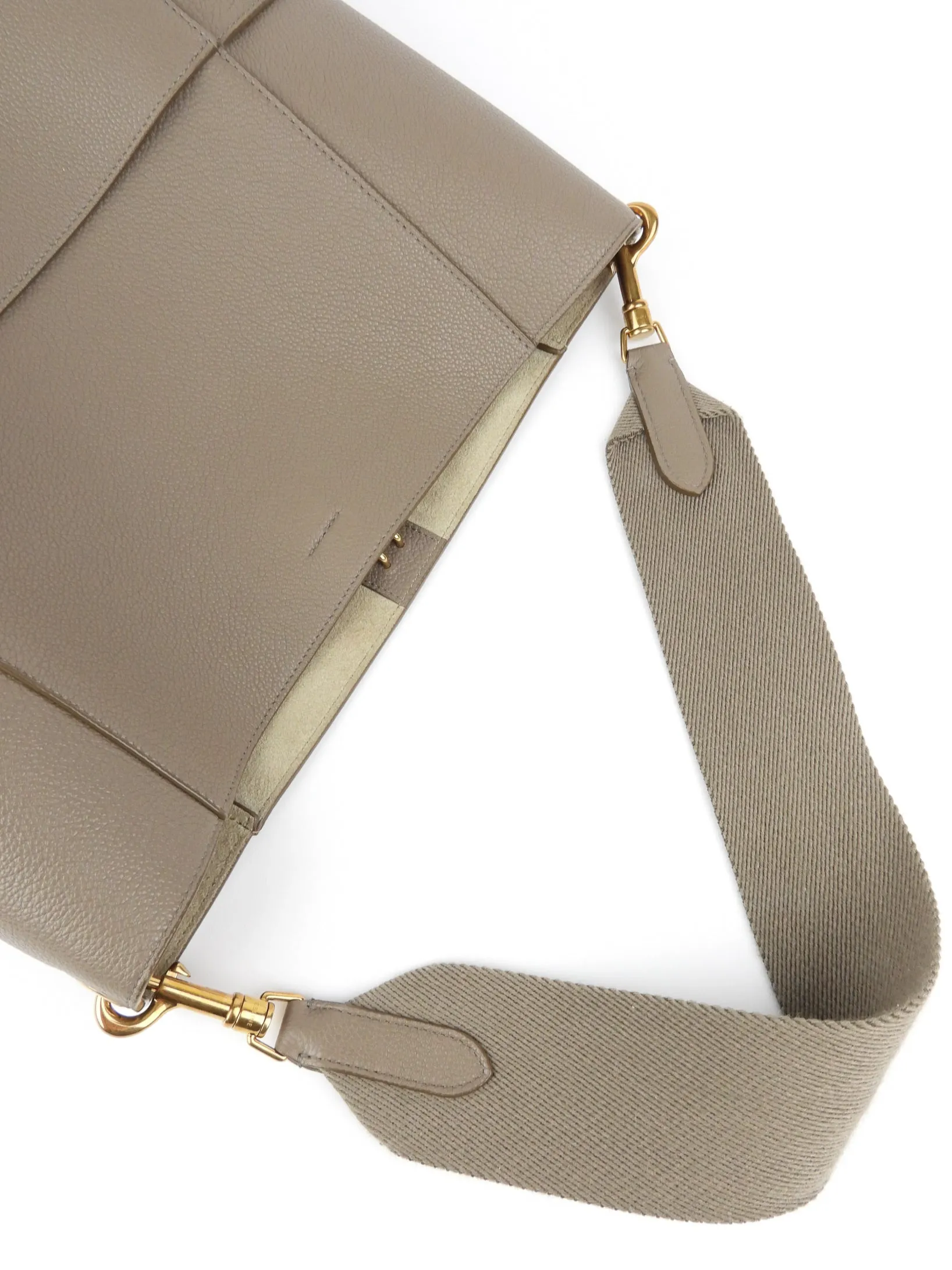 Celine Sangle Seau Taupe Grey Soft Grained Calfskin Leather Shoulder Bag