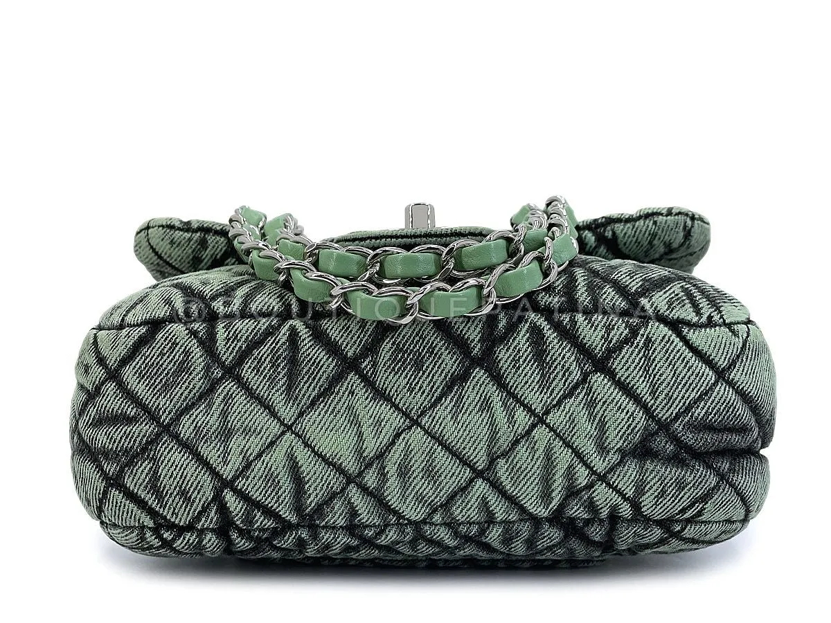 Chanel 2019 Denimpressions Green Washed Quilted Denim Crossbody Flap Bag RHW