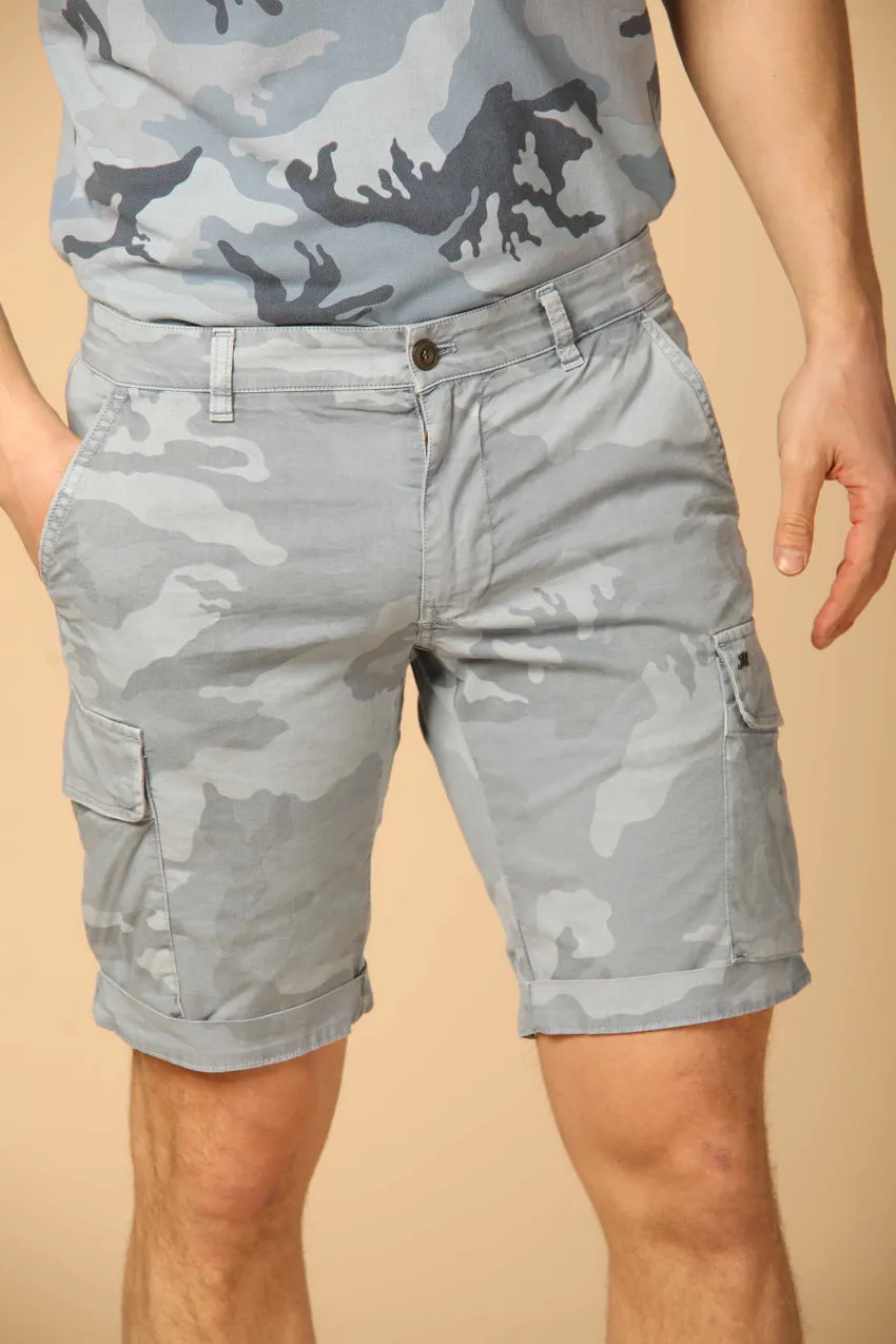 Chile bermuda cargo uomo in cotone con pattern camouflage slim ①