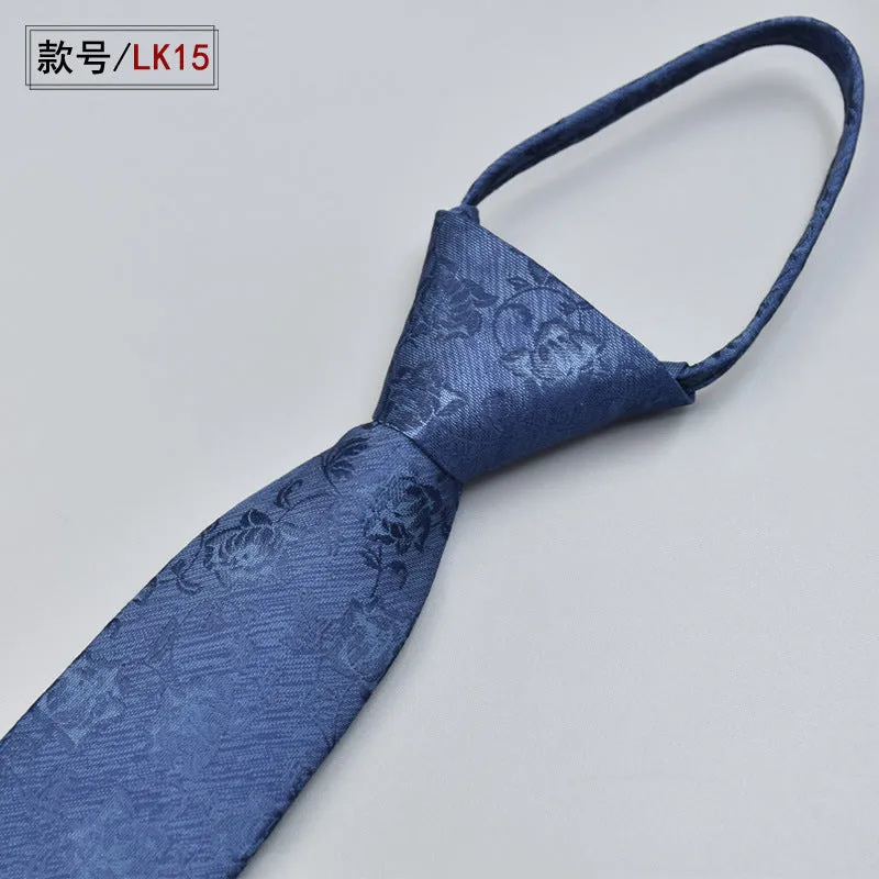 Classic Solid Color Silky Zipper Necktie Men's Pretied Ties  |  LK02