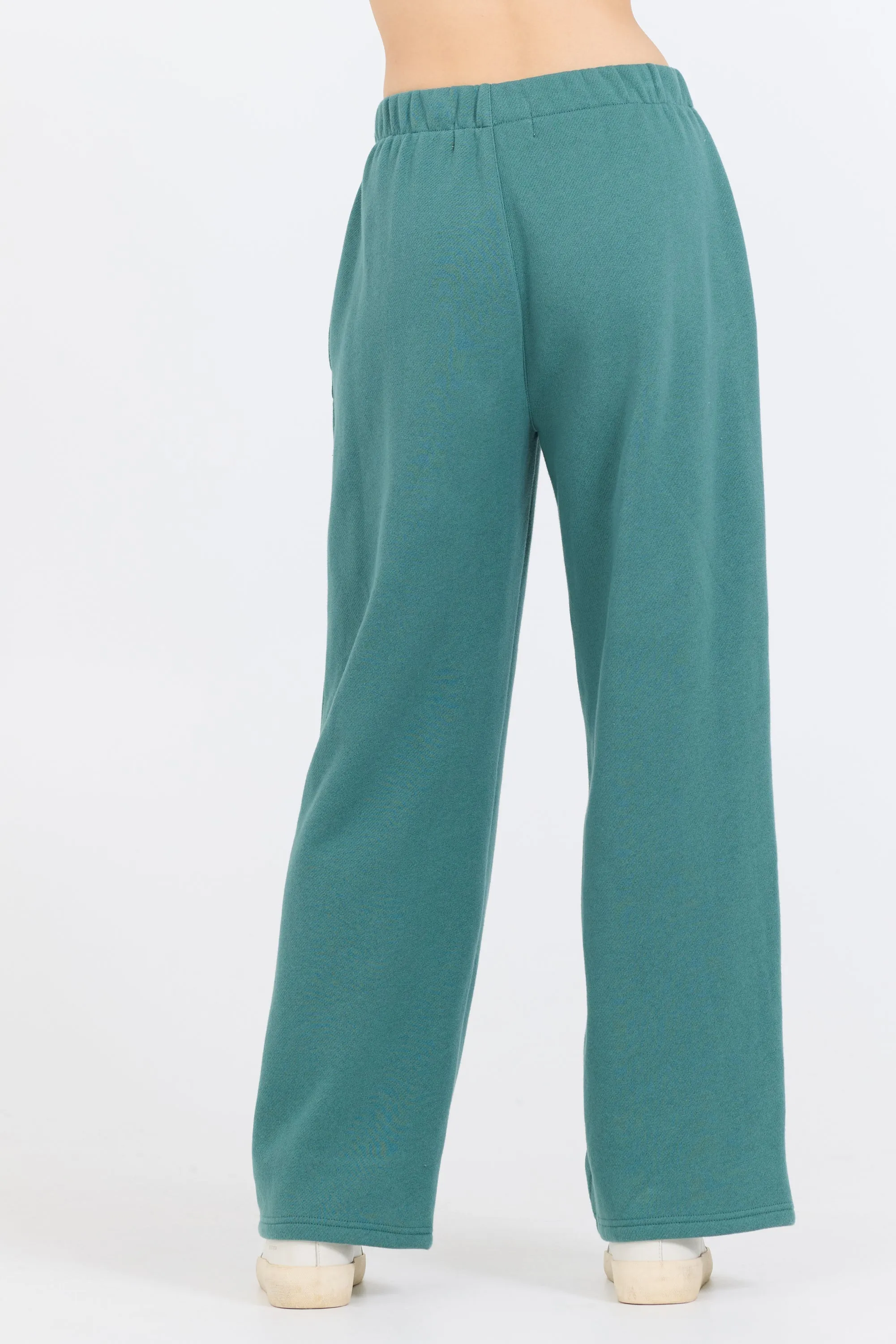 College Green Cotton Blend Fleece Wide Leg Pant