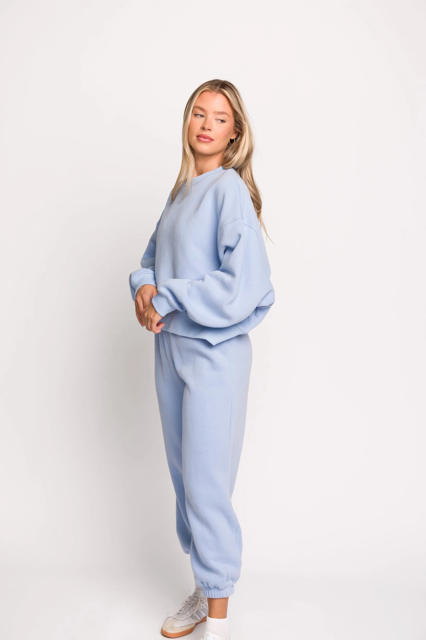 Comfy Cozy Sweatshirt and Sweatpants Set in Baby Blue