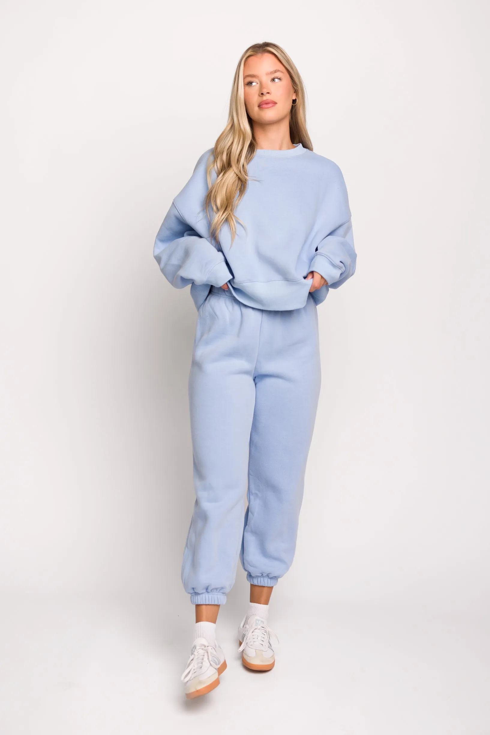 Comfy Cozy Sweatshirt and Sweatpants Set in Baby Blue