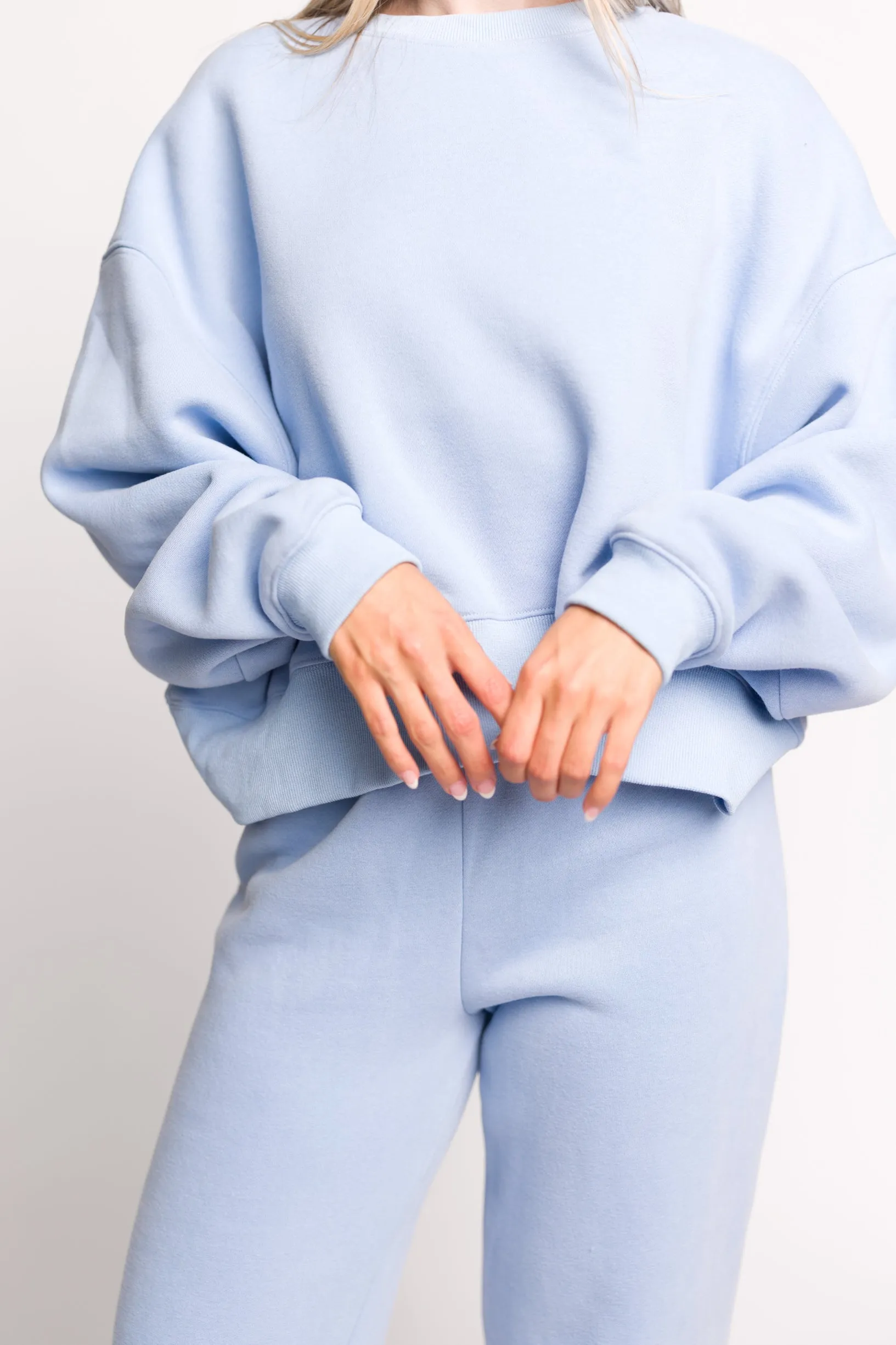 Comfy Cozy Sweatshirt and Sweatpants Set in Baby Blue