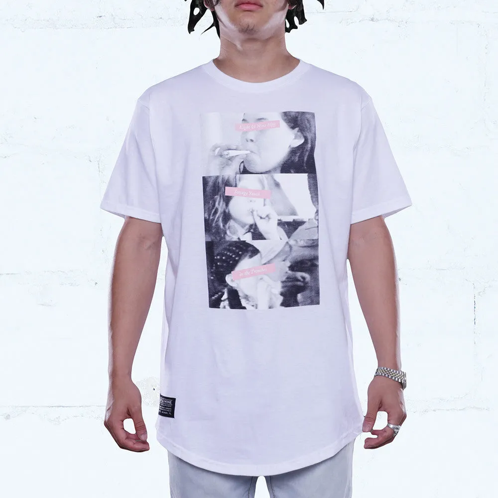 Coptic Savage Curved Hem Tee White