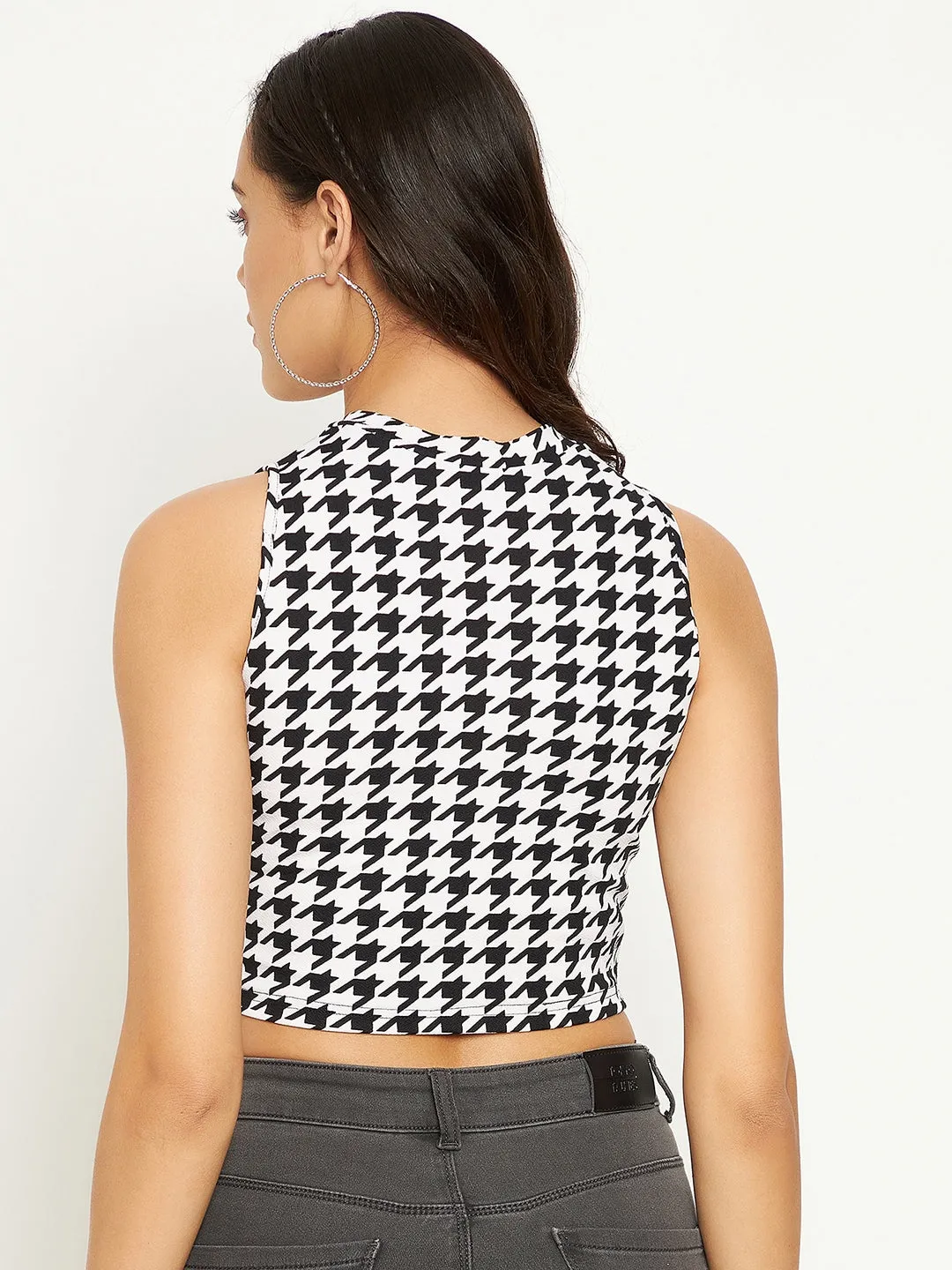 Cotton Stretchable High Neck Crop Top