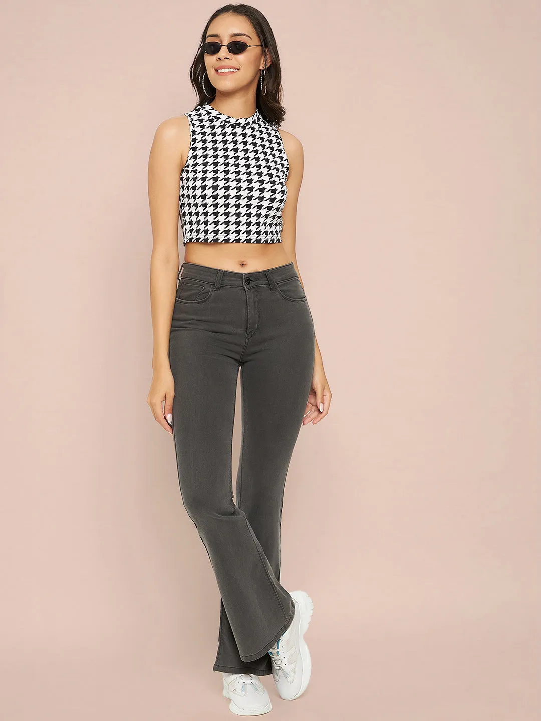 Cotton Stretchable High Neck Crop Top