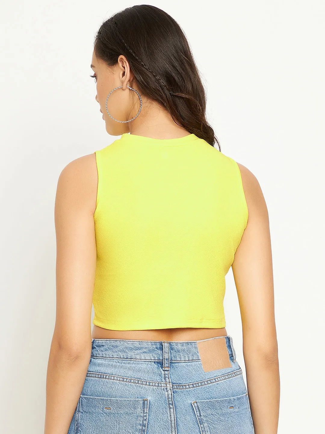 Cotton Stretchable High Neck Crop Top